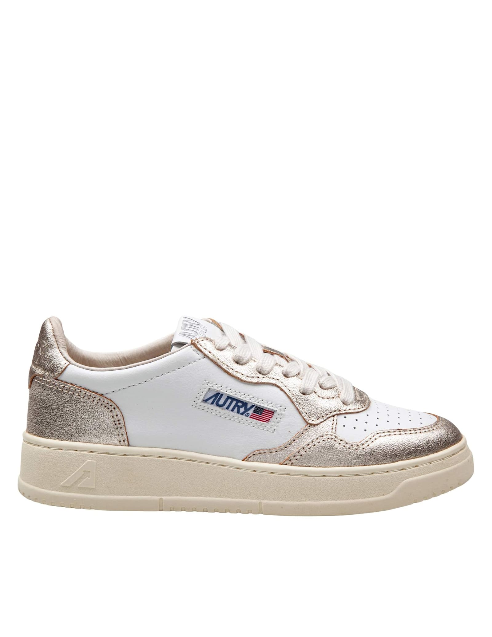 Shop Autry Sneakers In White And Platinum Leather In White/platinum