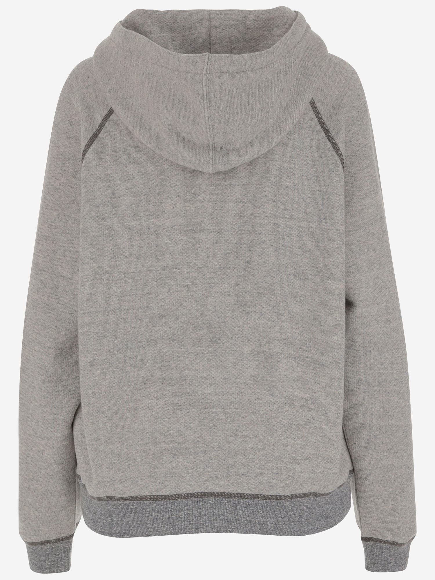 Chloé Hooded Cotton Blend Sweatshirt With Kangaroo Pocket In Gray