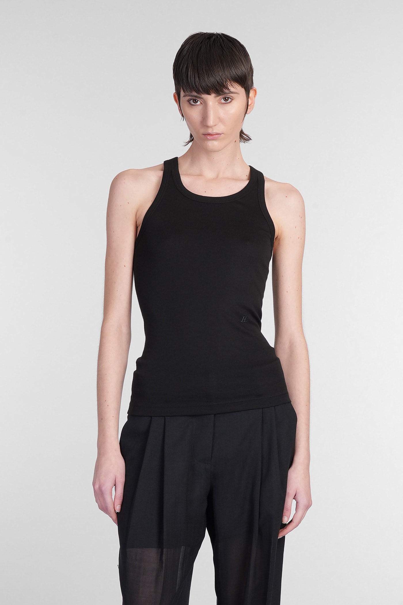 Tank Top In Black Cotton