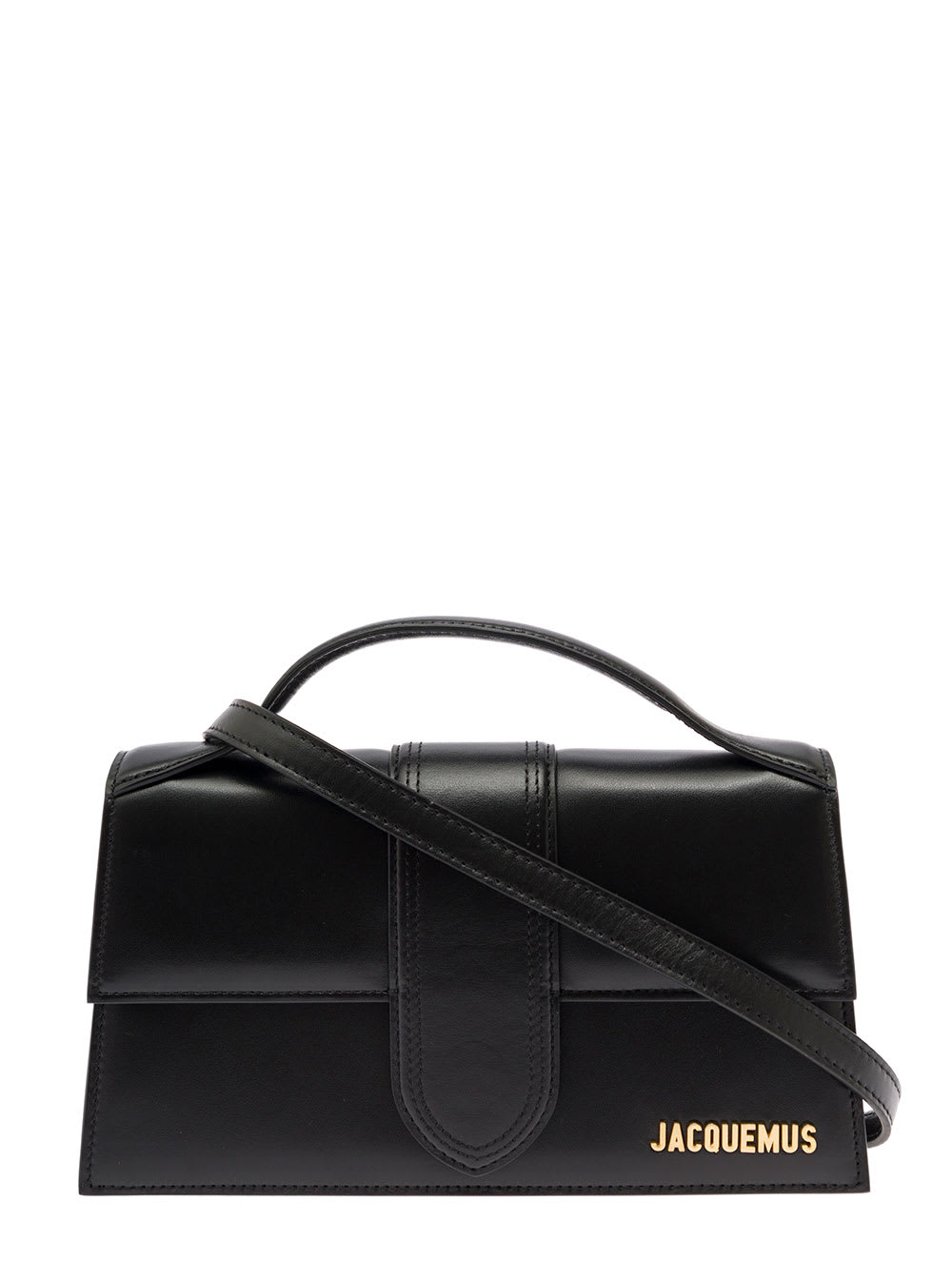 JACQUEMUS LE GRAND BAMBINO BLACK HANDBAG WITH REMOVABLE SHOULDER STRAP IN LEATHER WOMAN