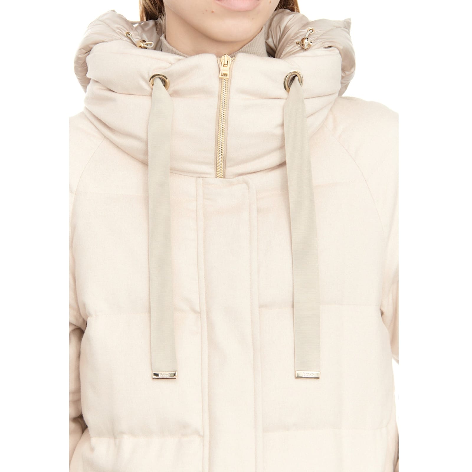 Herno Silk And Cashmere Padded Coat Women In Neutral
