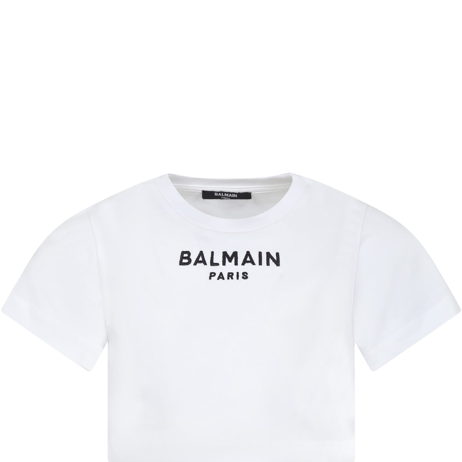 Balmain Kids' T-shirt Blanc Pour Fille Avec Logo In White