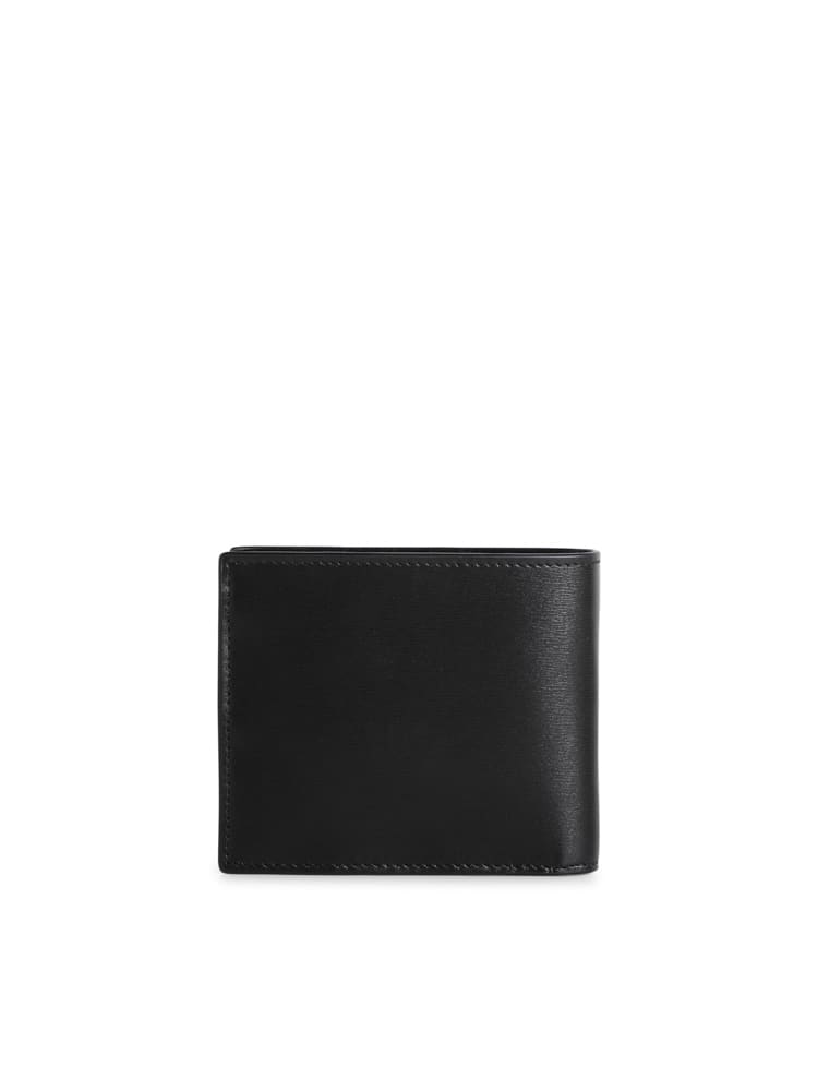 Shop Saint Laurent Compact Leather Wallet With Interlocking Ysl Logo In Black