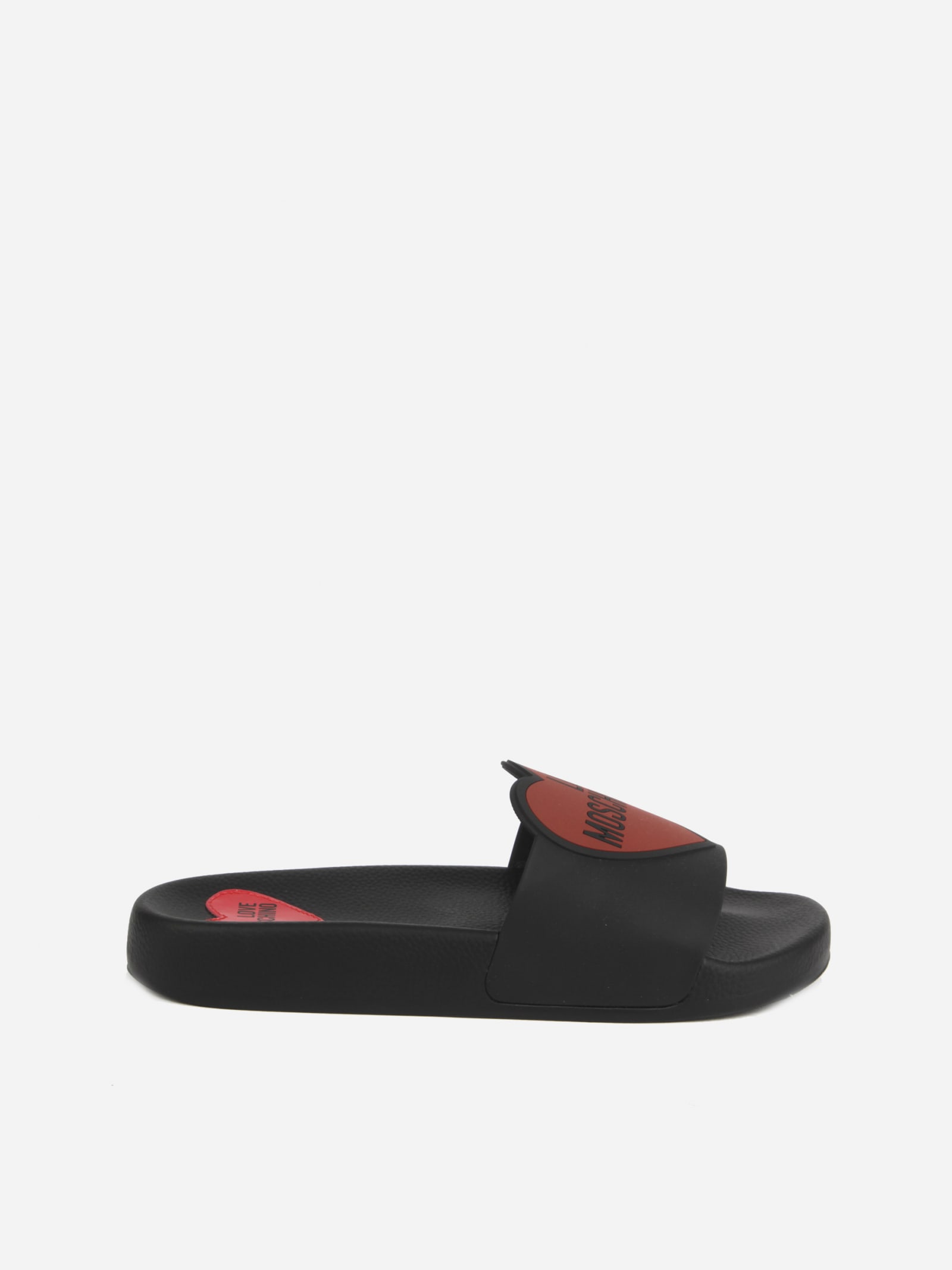 Love Moschino Pvc Sandals With Contrasting Logo Detail In Black