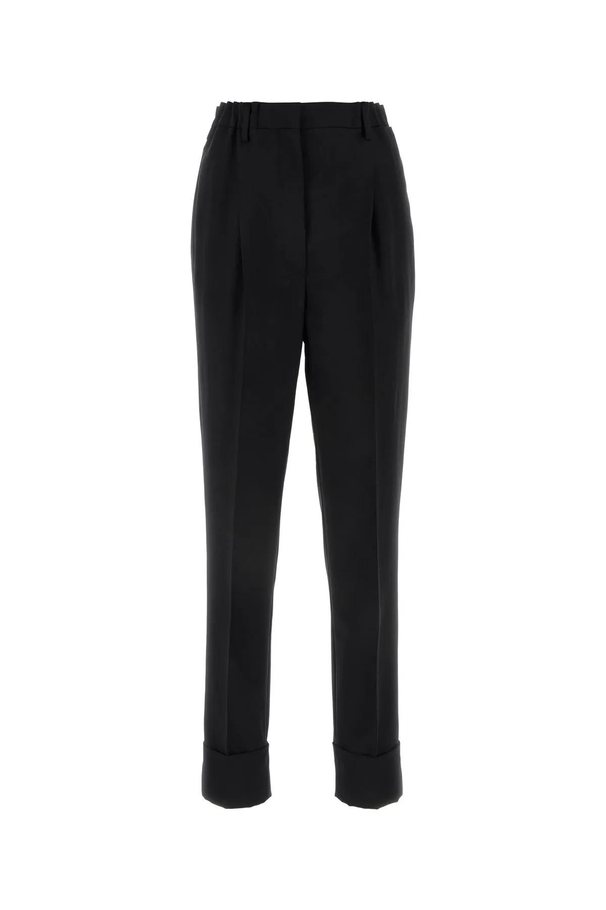 Shop Prada Black Wool Blend Pant In Nero