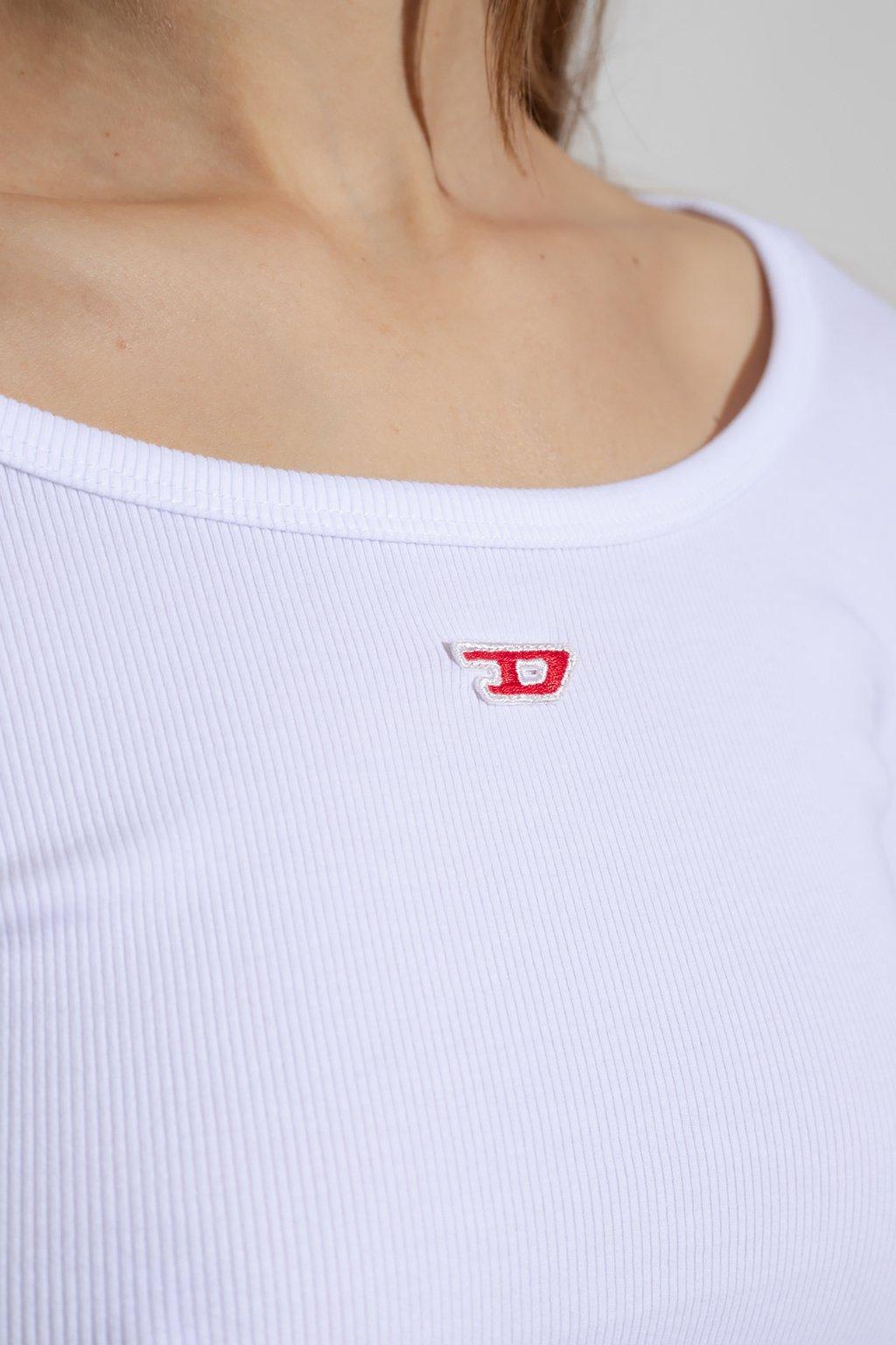 Diesel Top A Maniche Lunghe Con Patch D Ricamata In White