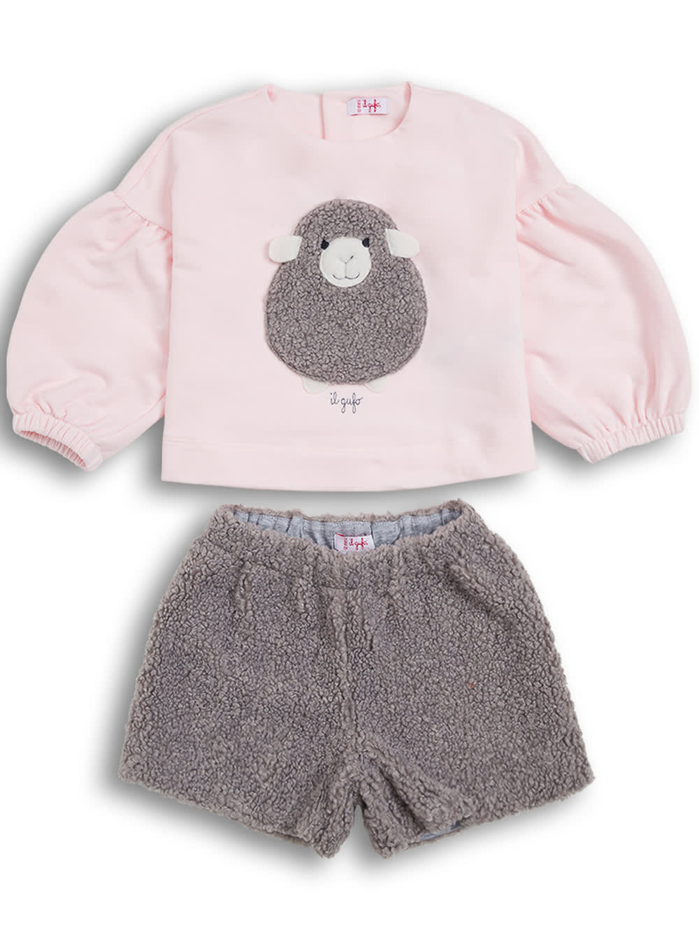 Il Gufo Pink And Grey Cotton Coordinated Suit