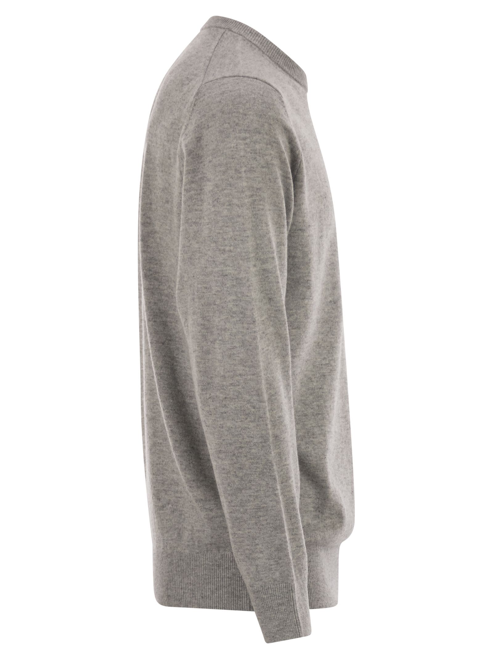 Mc2 Saint Barth Heron - Crew Neck Jumper With Embroidery On The Chest In Gray
