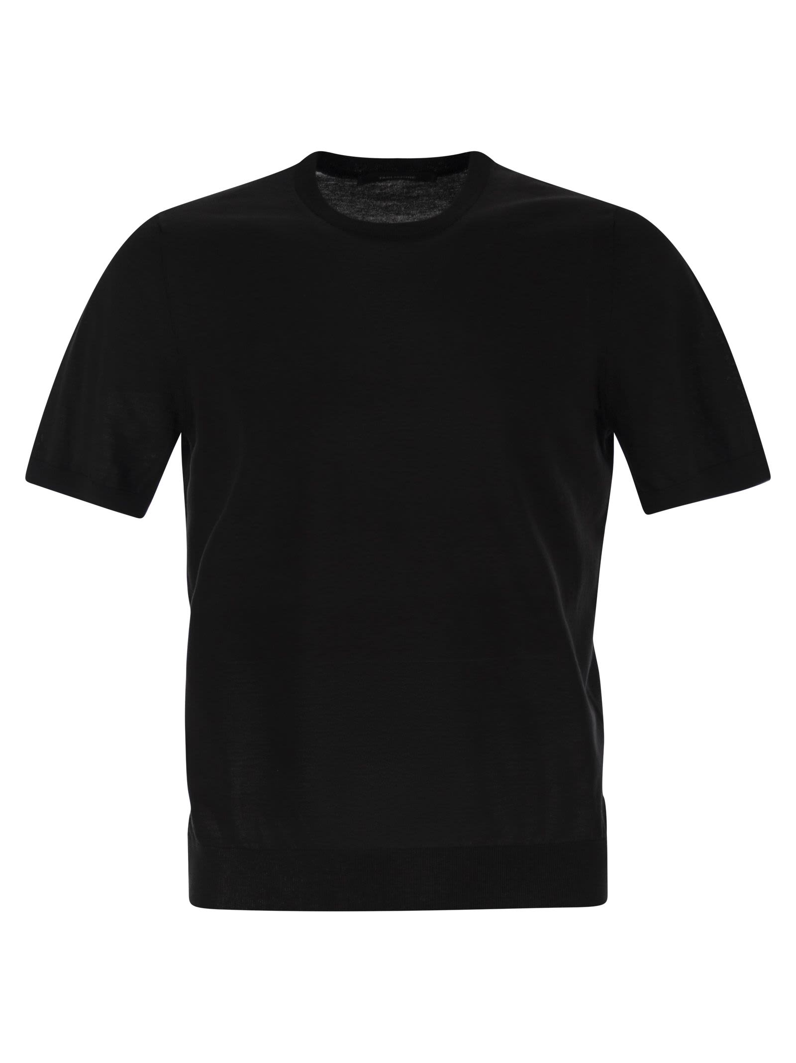 Shop Tagliatore Basic Short-sleeved Cotton T-shirt In Black