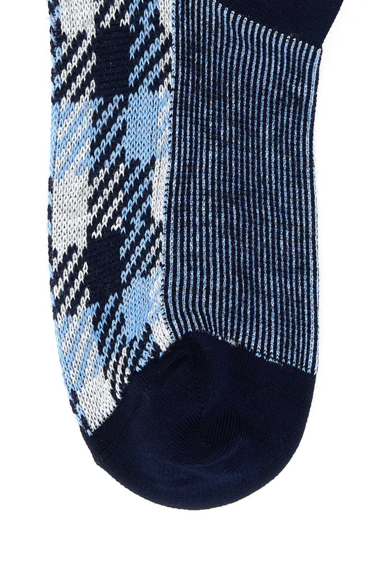 Prada Embroidered Stretch Cotton Socks In Multi