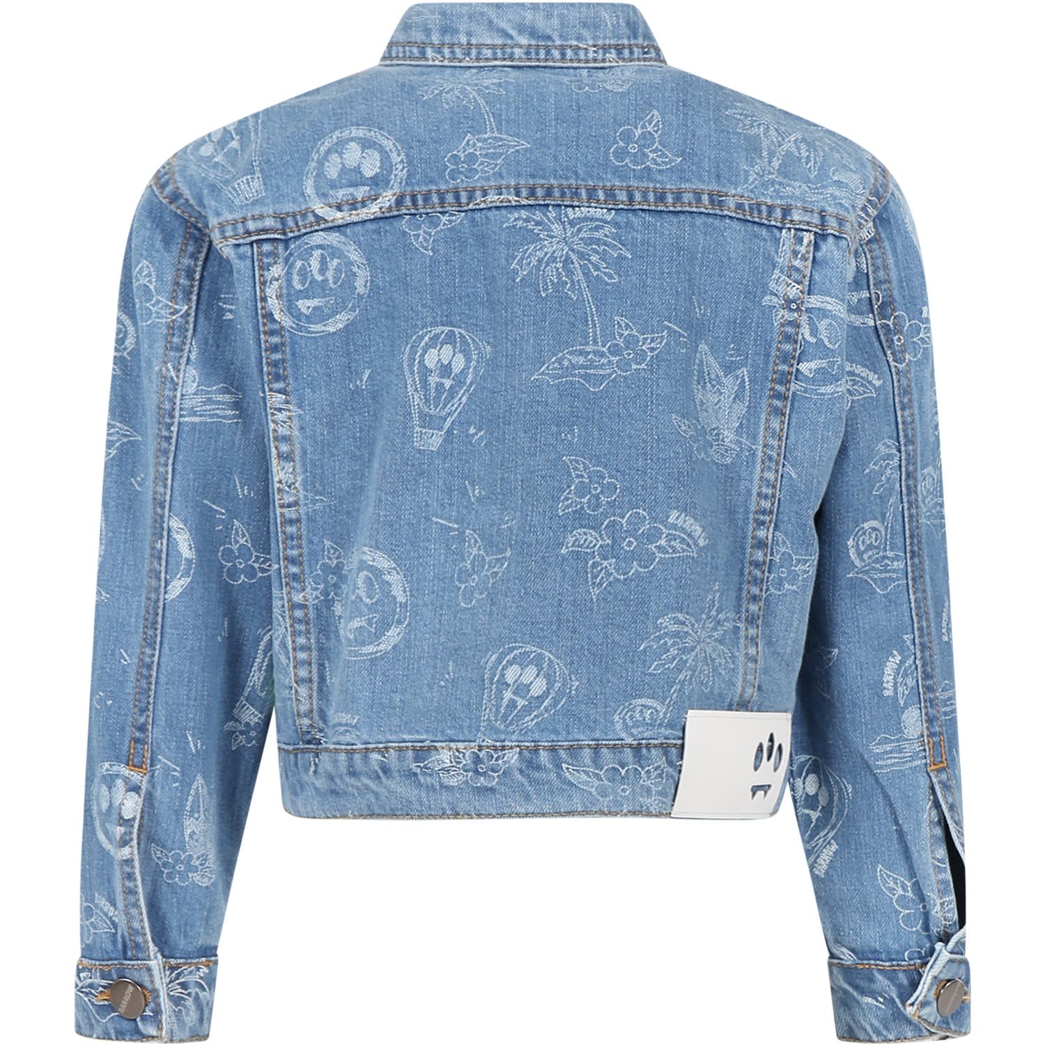 Shop Barrow Light Blue Jacket For Kids With Iconic Smiley In Denim