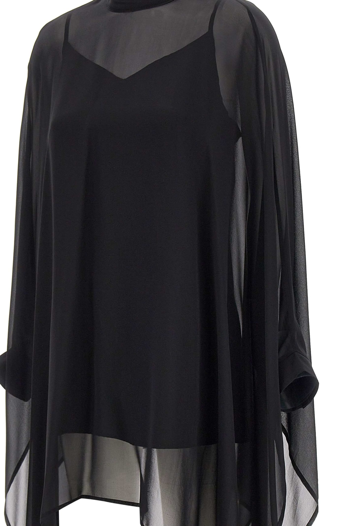 P.a.r.o.s.h Funnel-neck Silk Tunic In Black