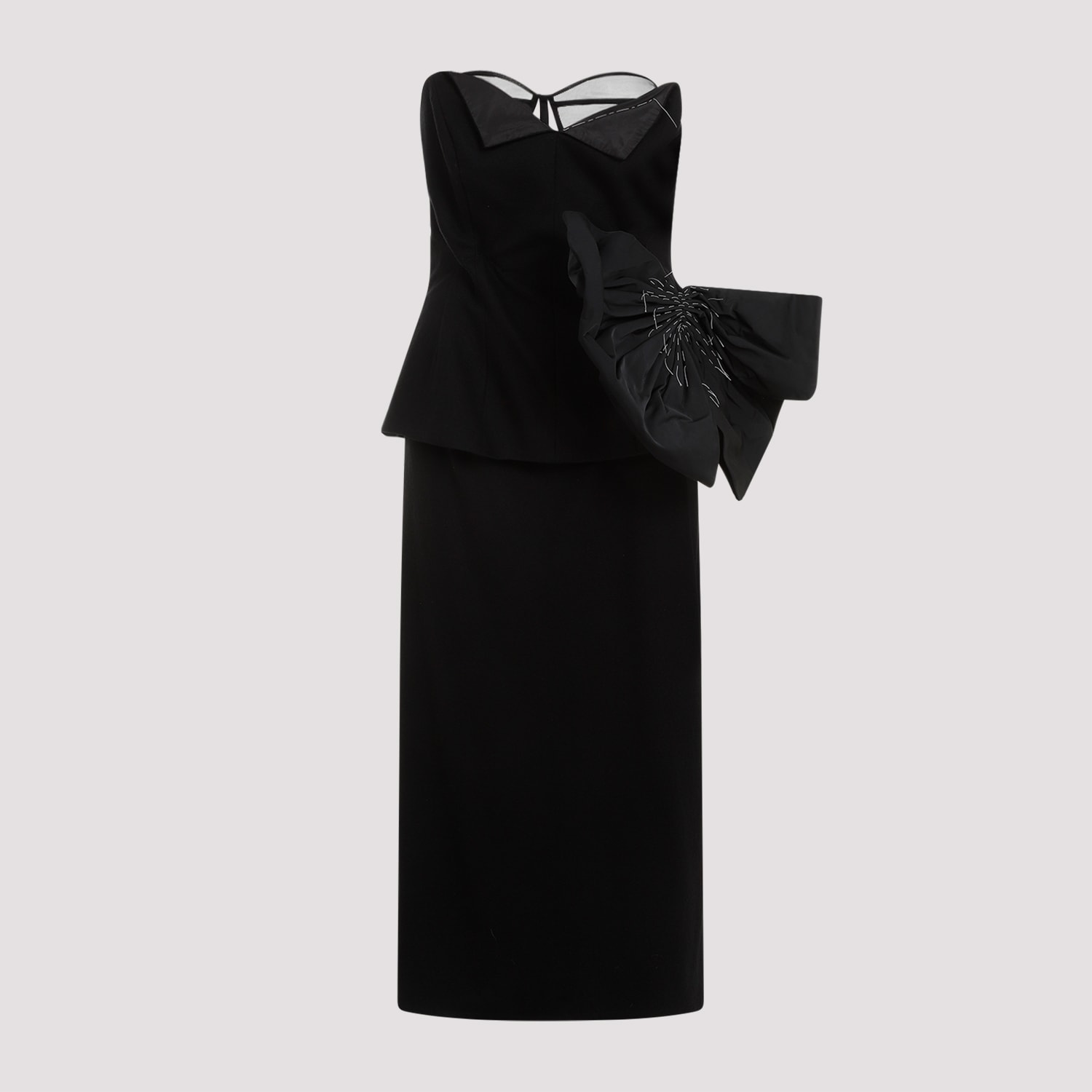 Shop Maison Margiela Virgin Wool Midi Dress In Black