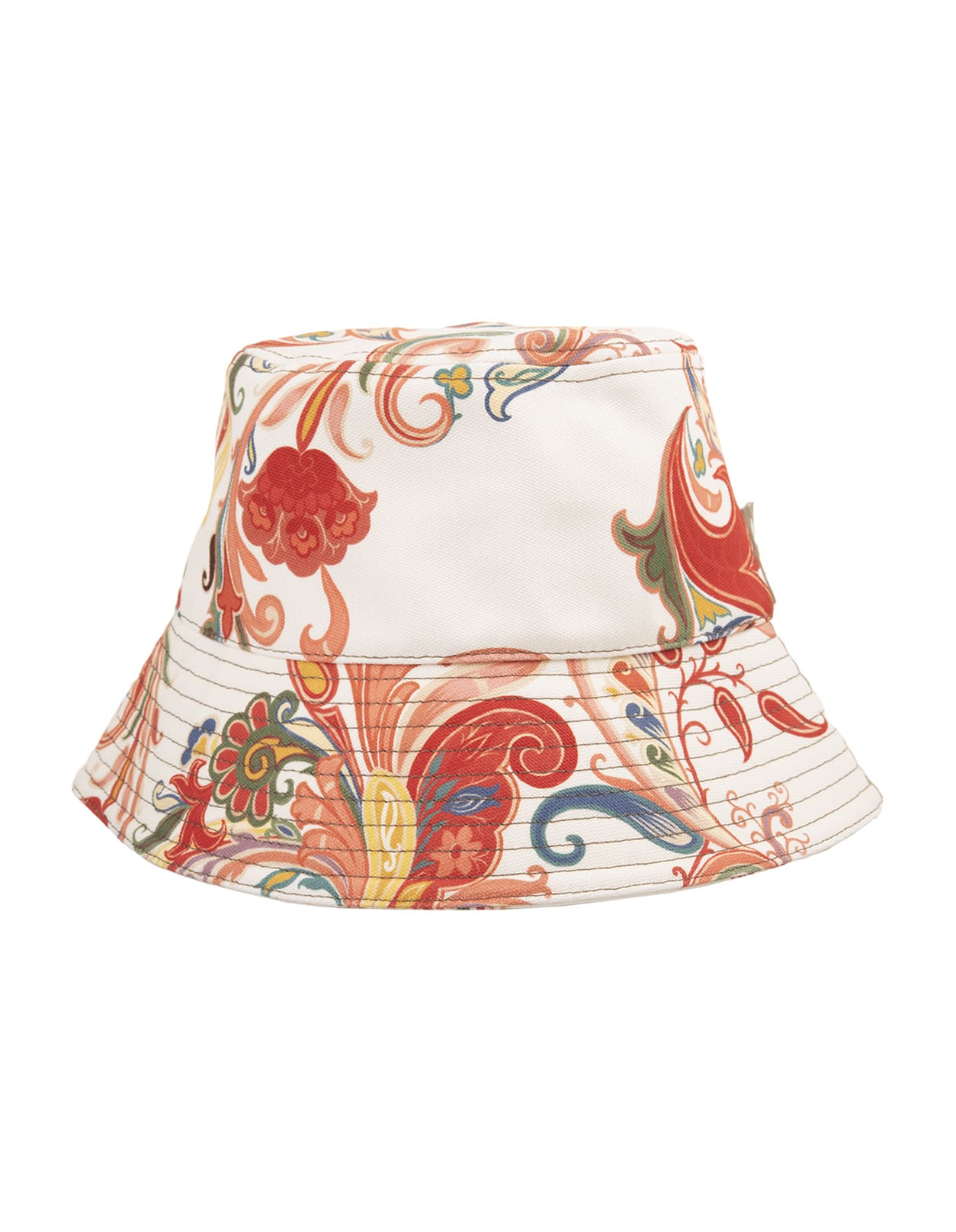 Shop Etro White Bucket Hat With Paisley Print