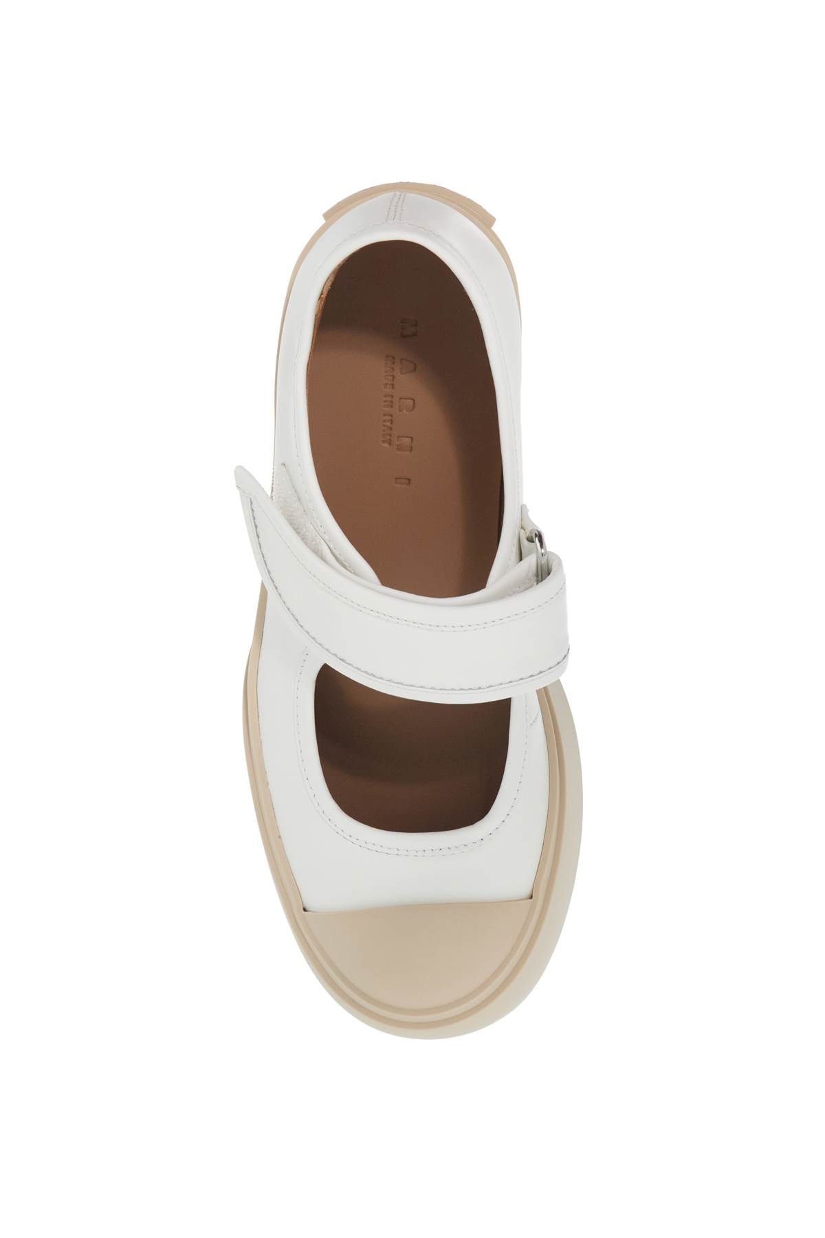 Shop Marni Pablo Mary Jane Nappa Leather Sneakers In Lily White (white)