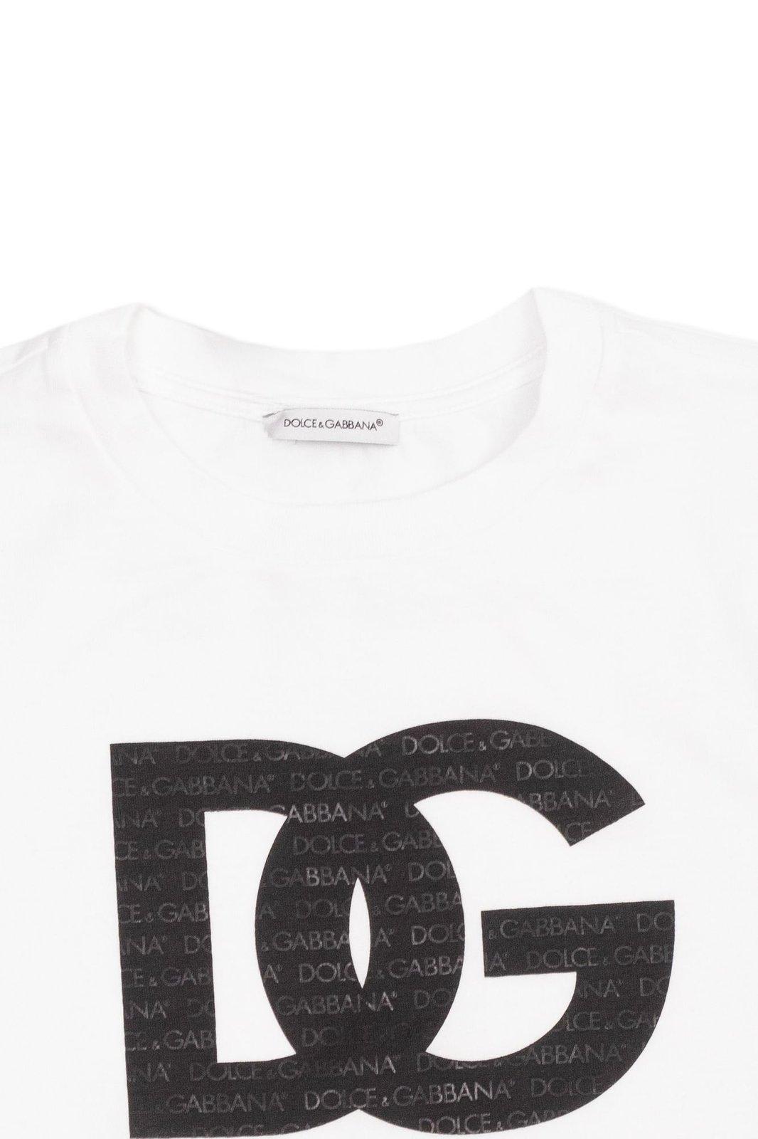Shop Dolce & Gabbana Dg Logo Printed Crewneck T-shirt In White