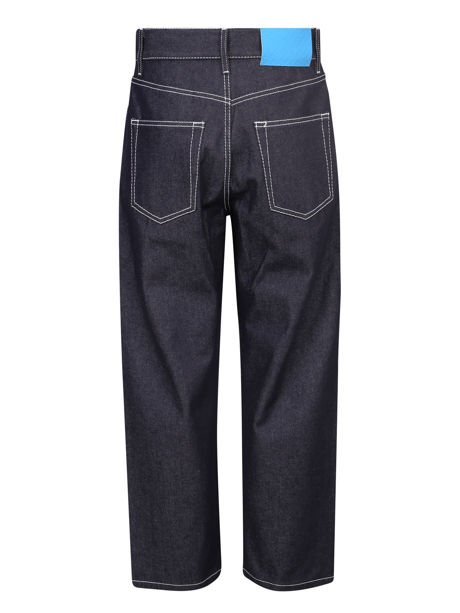 Shop Sunnei Contrast Stitching Denim Jeans In Blue