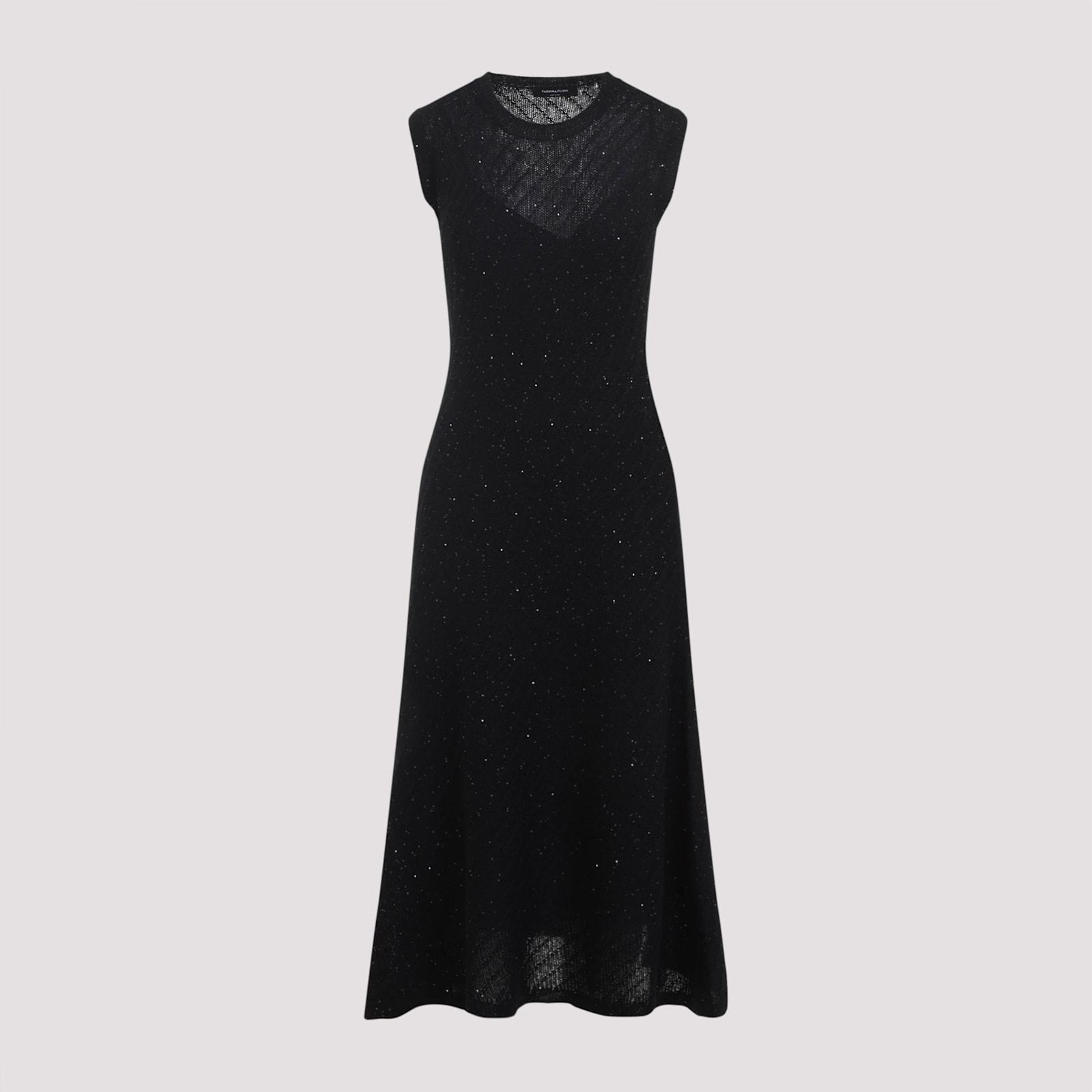 Fabiana Filippi Sleeveless A-line Evening Dress With Subtle Sparkle In Black
