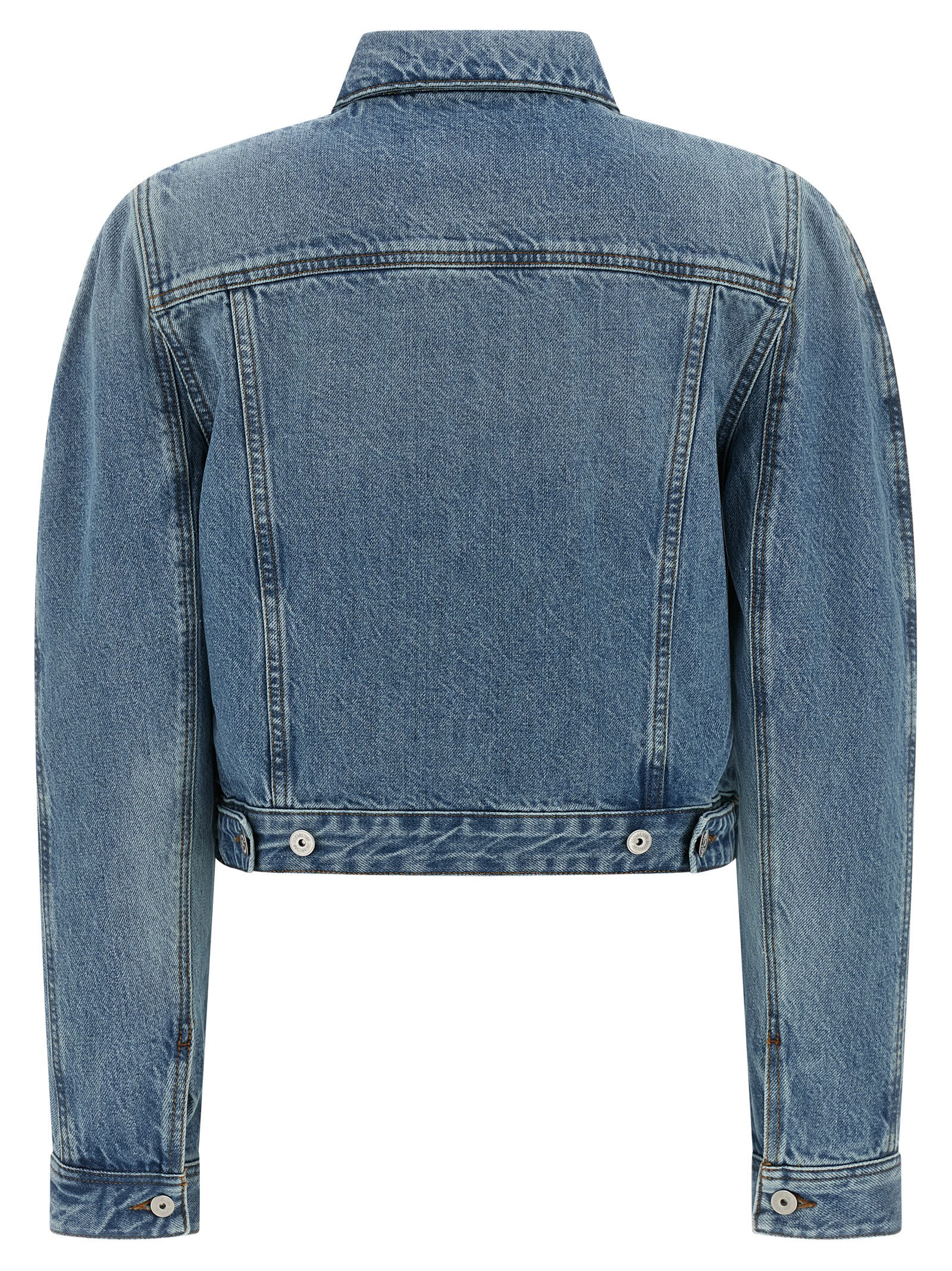 Jacquemus La Veste De-nimes Ovalo Puffer Jackets Light Blue In Blue