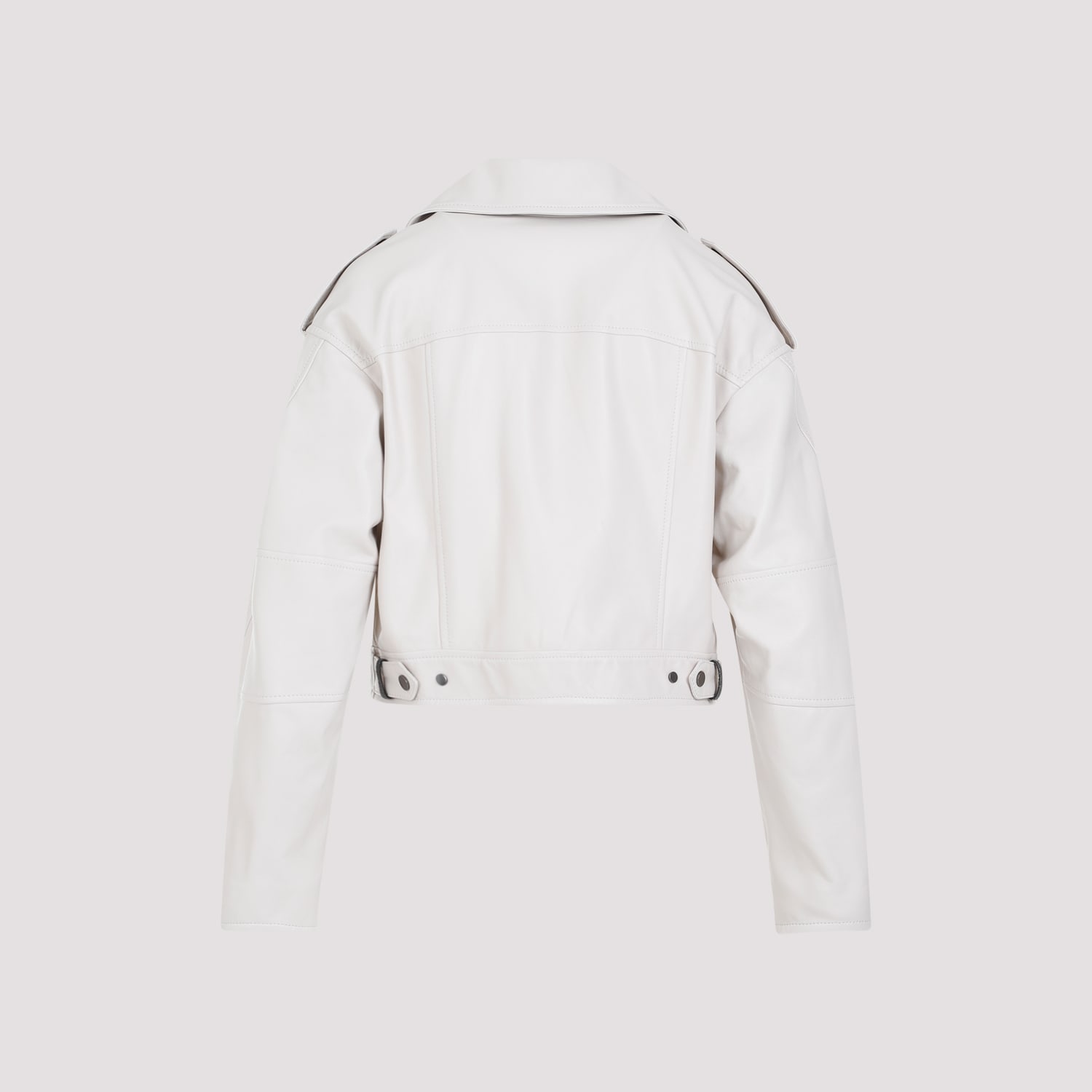 Shop Brunello Cucinelli Leather Jacket In Bianco Invernale