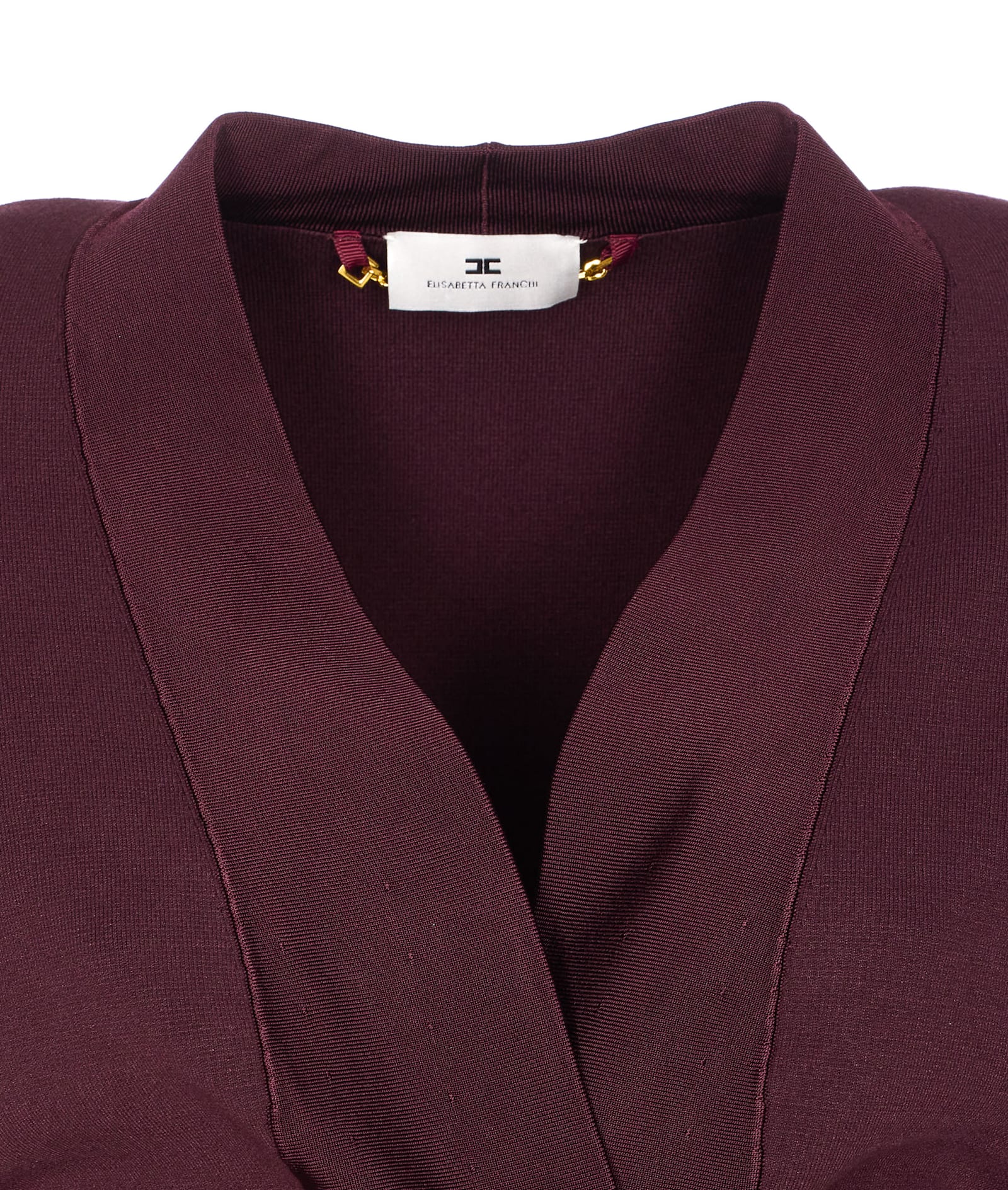 Elisabetta Franchi Tailored Peplum Jacket Belted Waist In Burgundy