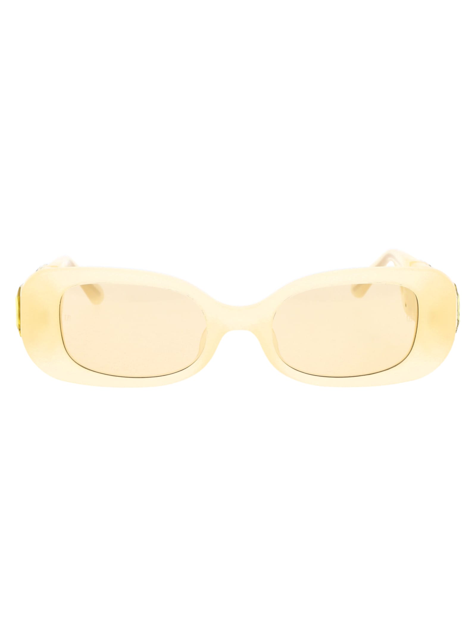 Shop Linda Farrow Lola Sunglasses In Yellow/yellowcrystal/yellow