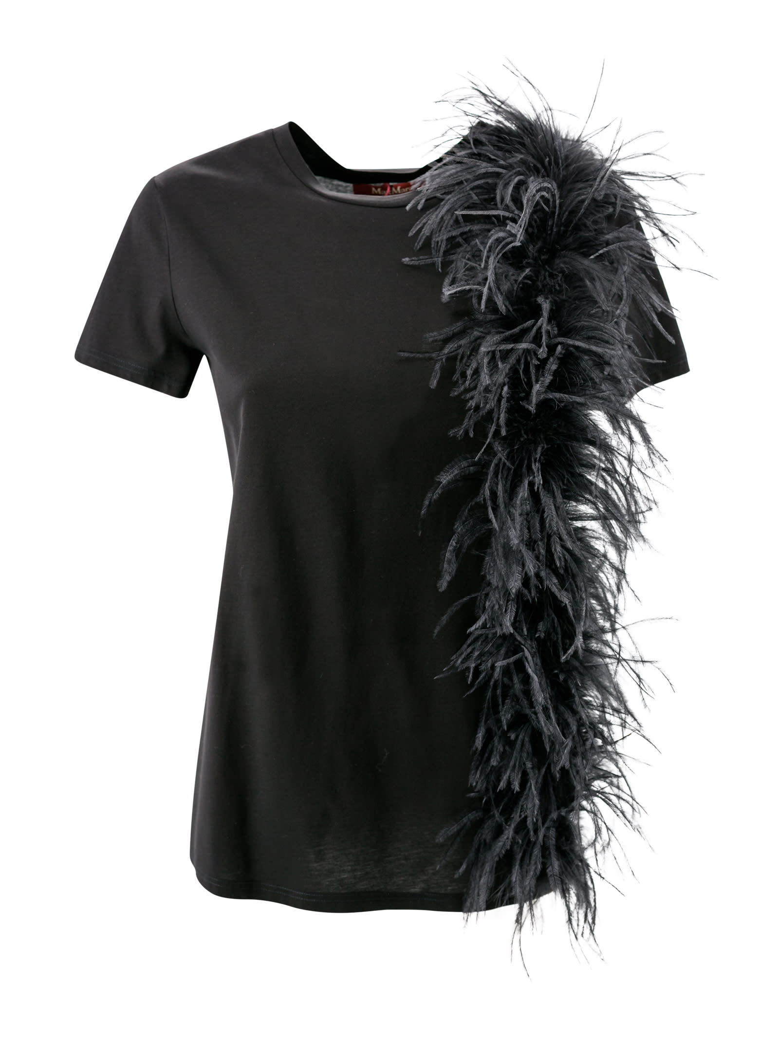 MAX MARA JERSEY T-SHIRT WITH FEATHERS