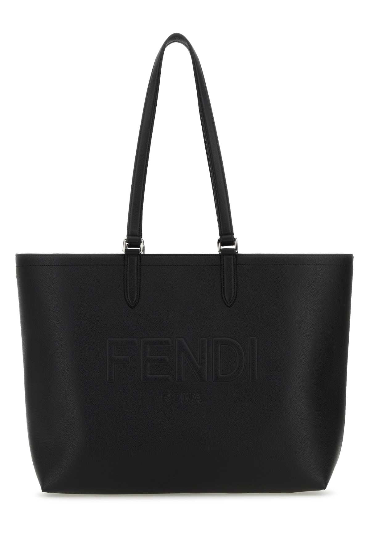 Shop Fendi Back Leather  Roma Shopping Bag In Black