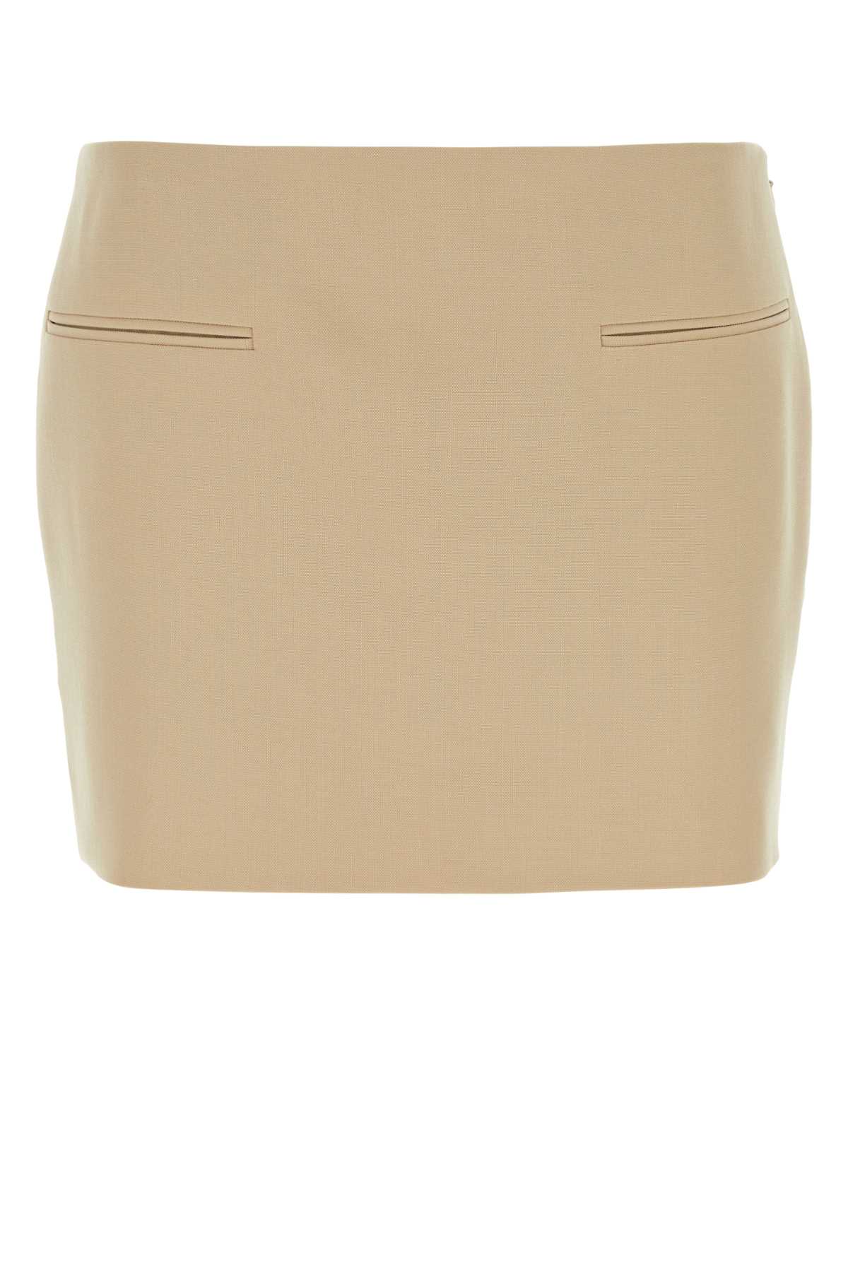 Ferragamo Beige Wool Mini Skirt In Beige