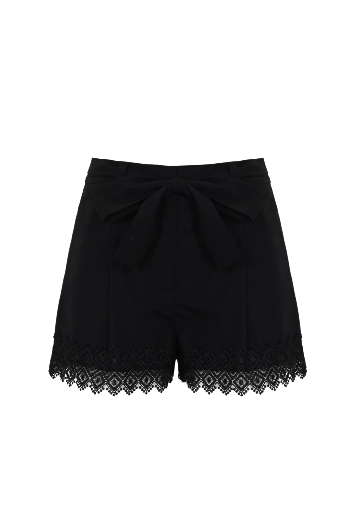 Shop Twinset Cotton Shorts With Embroidery