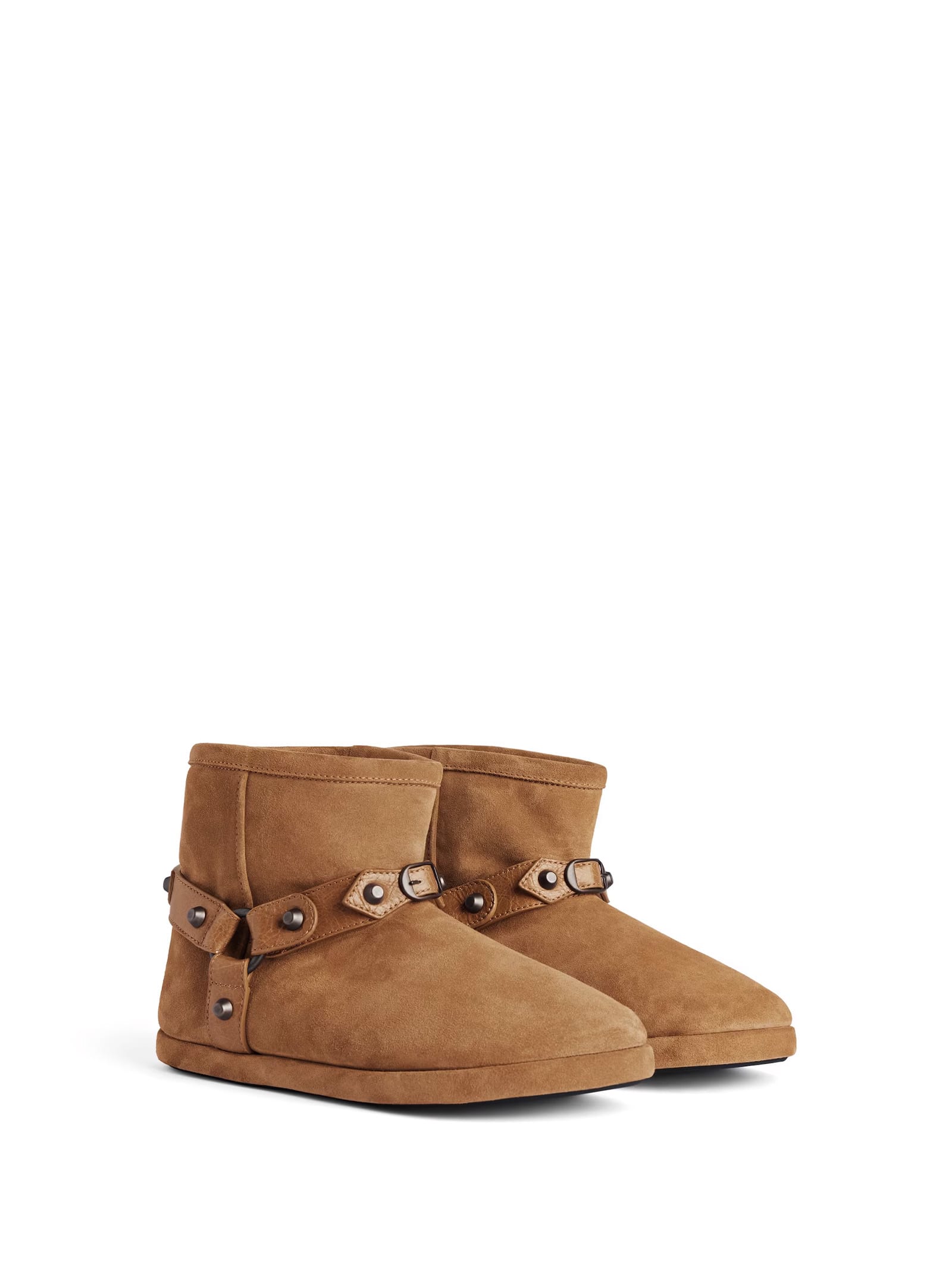 Balenciaga Ankle Boots With Buckle And Flat Sole In Brown
