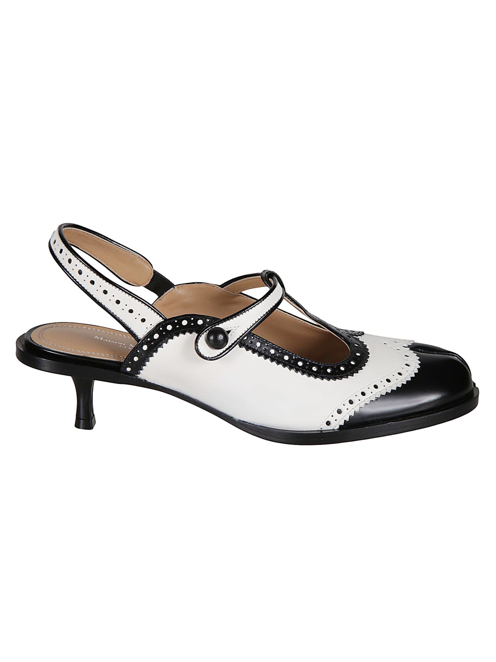 Shop Maison Margiela Bacl Strap Cleft Toe Sandals In Black/white