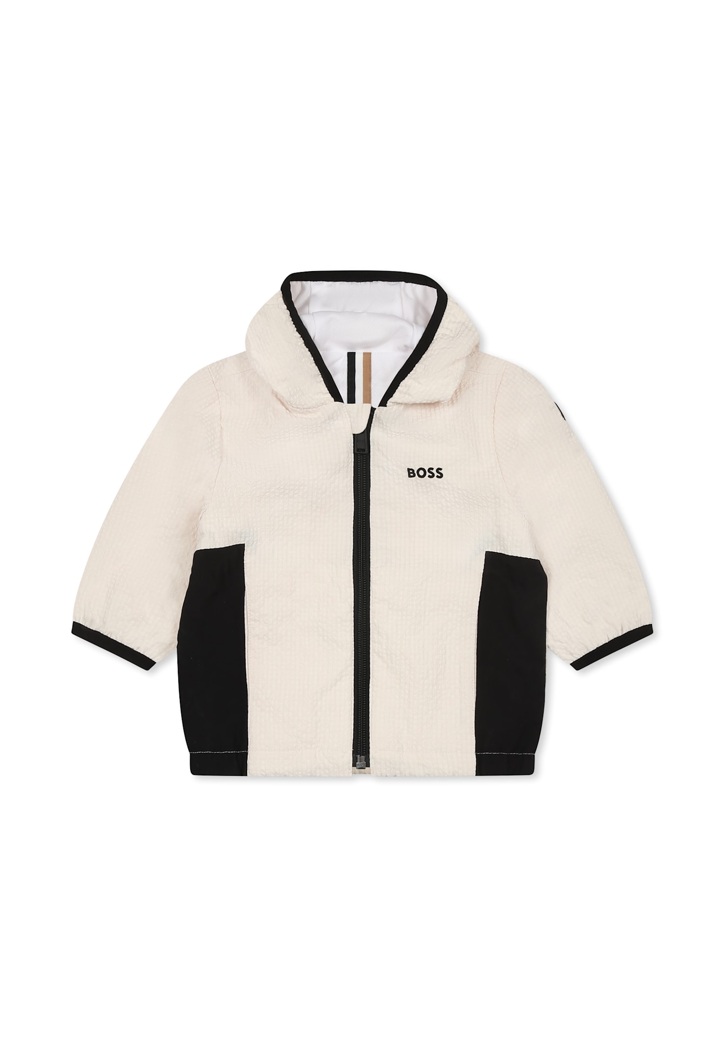 Hugo Boss Beige Windbreaker Jacket For Baby Boy With Logo In Beige