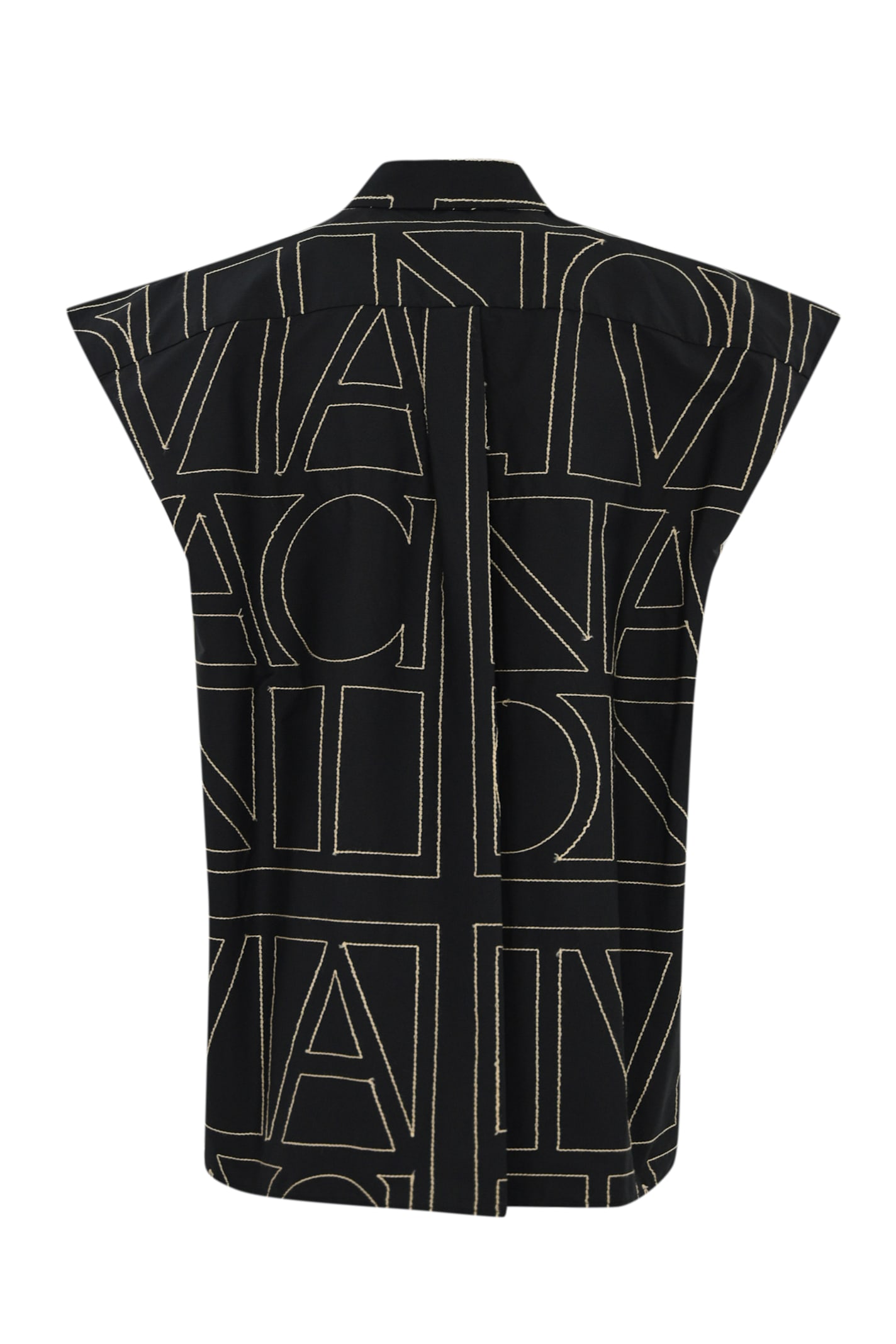 Liviana Conti Sleeveless Shirt With Logo Embroidery In Ricamologo Nero