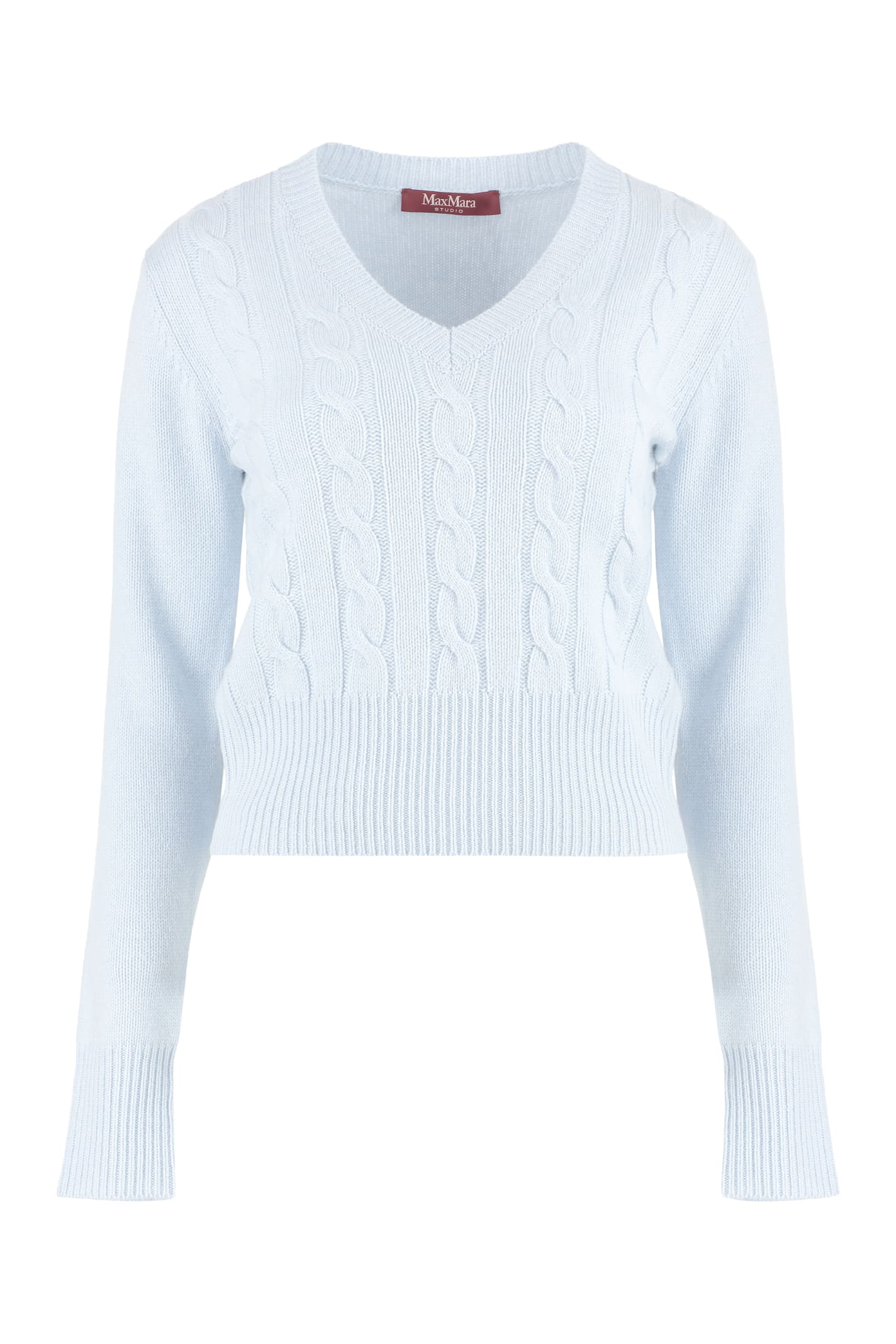 Shop Max Mara Cashmere V-neck Sweater In Light Blue