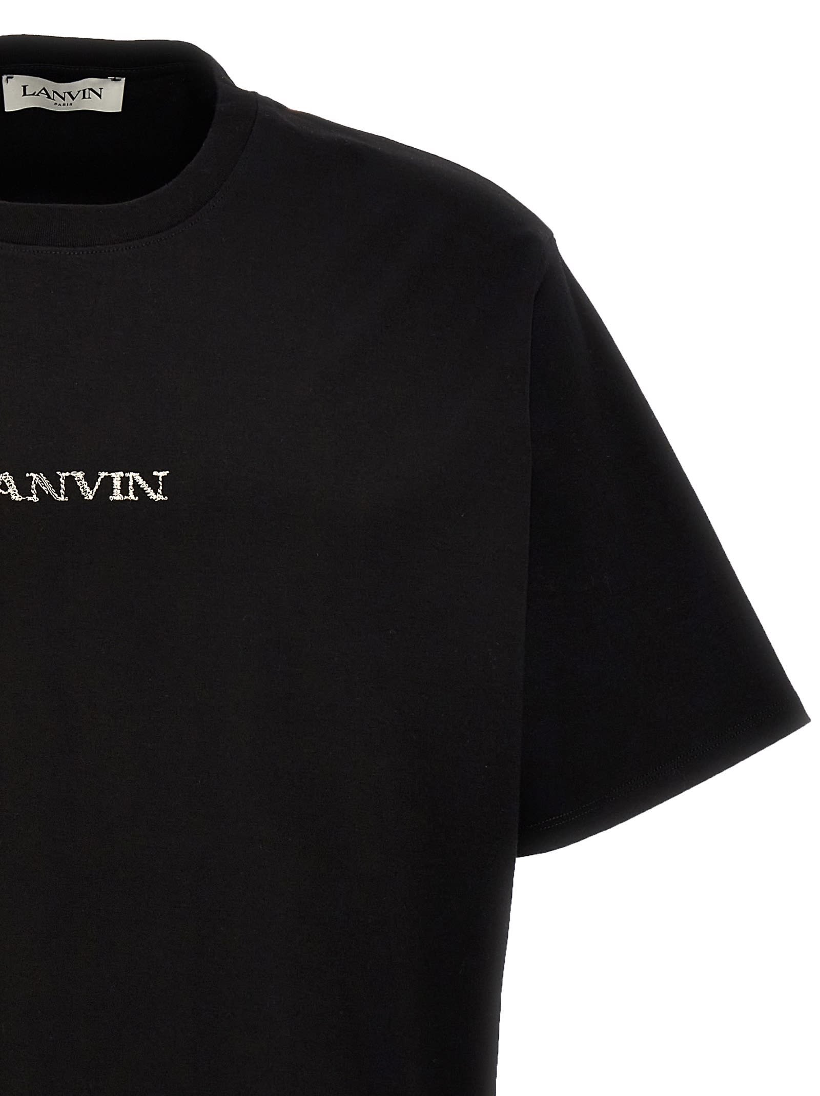 Shop Lanvin Logo Embroidery T-shirt In Nero