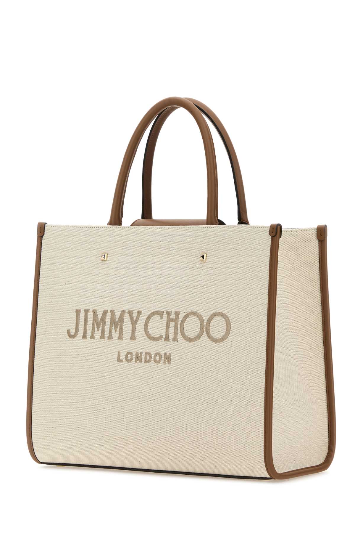 JIMMY CHOO SAND CANVAS AVENUE M SHOPPING BAG