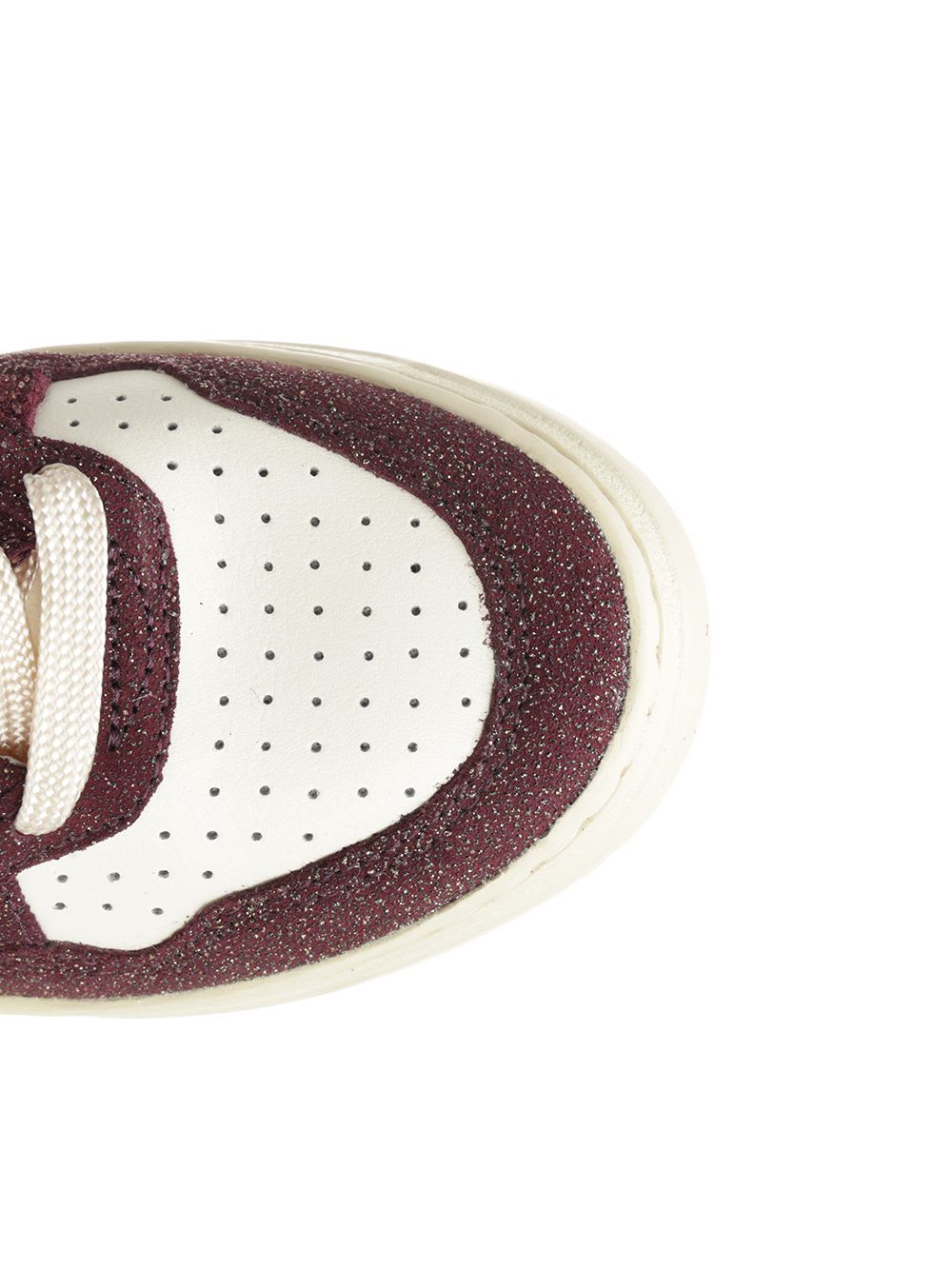 Autry Sneakers Medalist Low In Avory And Burgundy Glittered Leather. In Brown