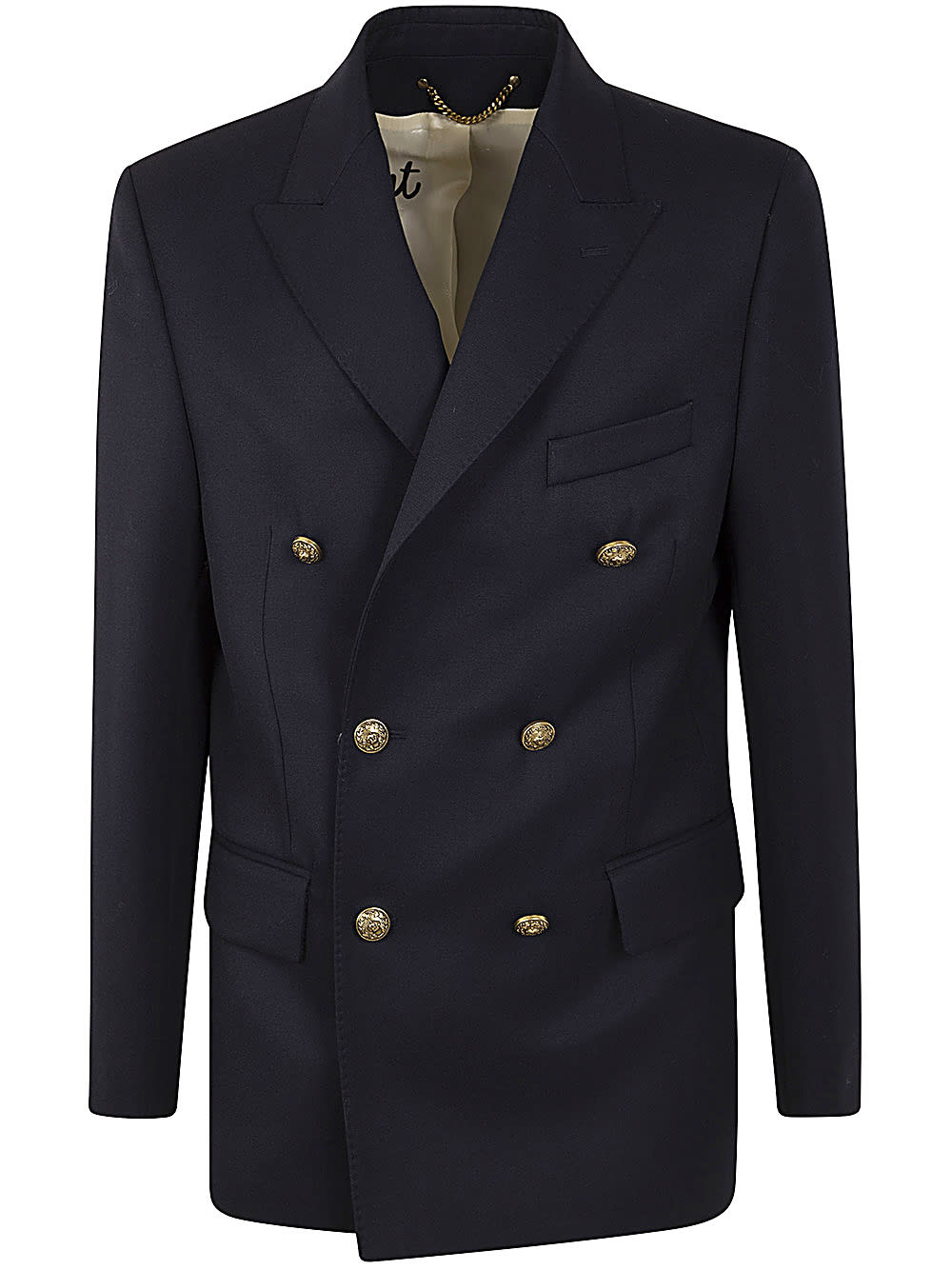 Shop Golden Goose Golden M`s Double Breasted Blazer Compact Gabardine Wool In Dark Blue