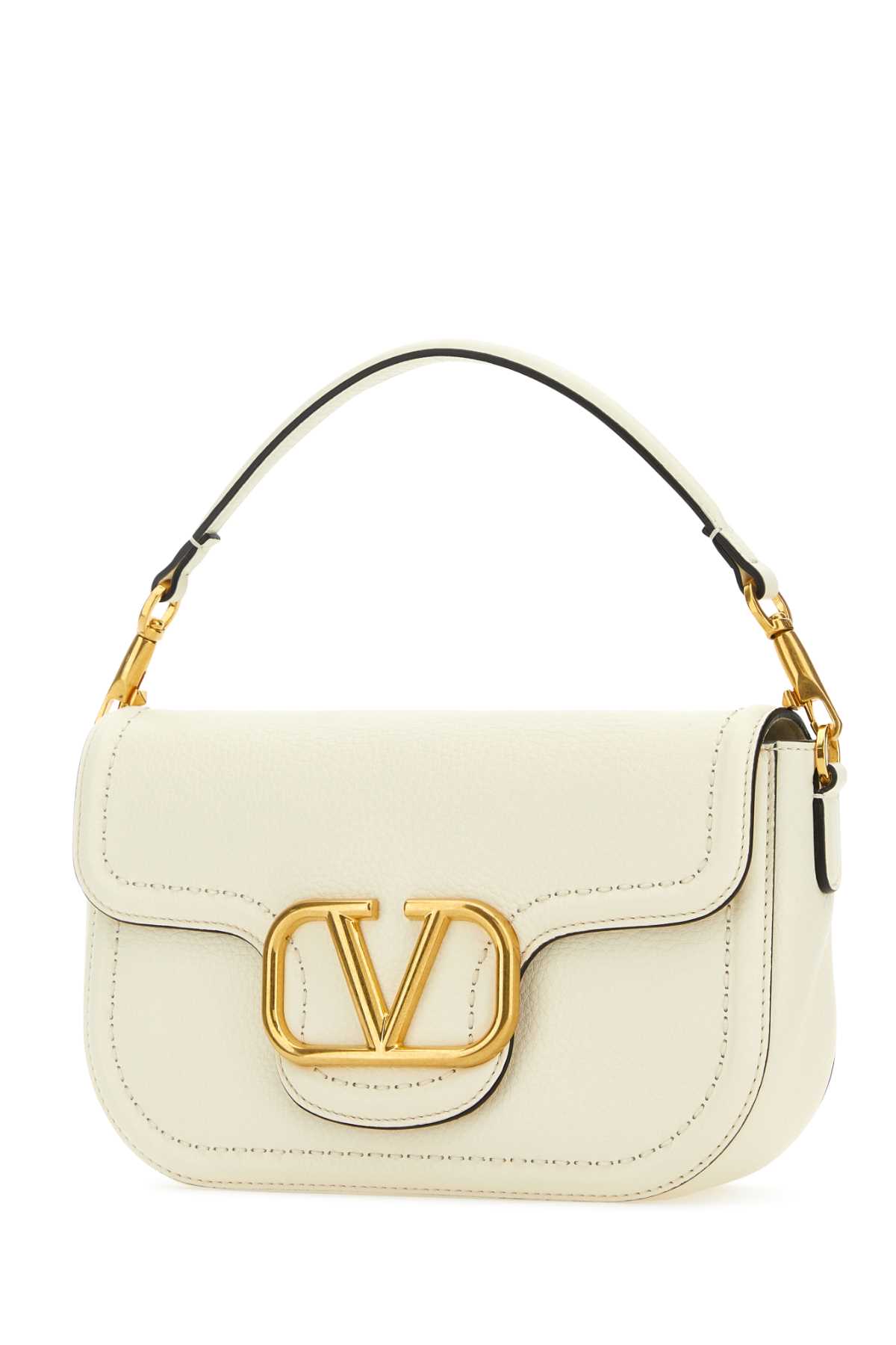 Shop Valentino Ivory Leather Alltime Shoulder Bag