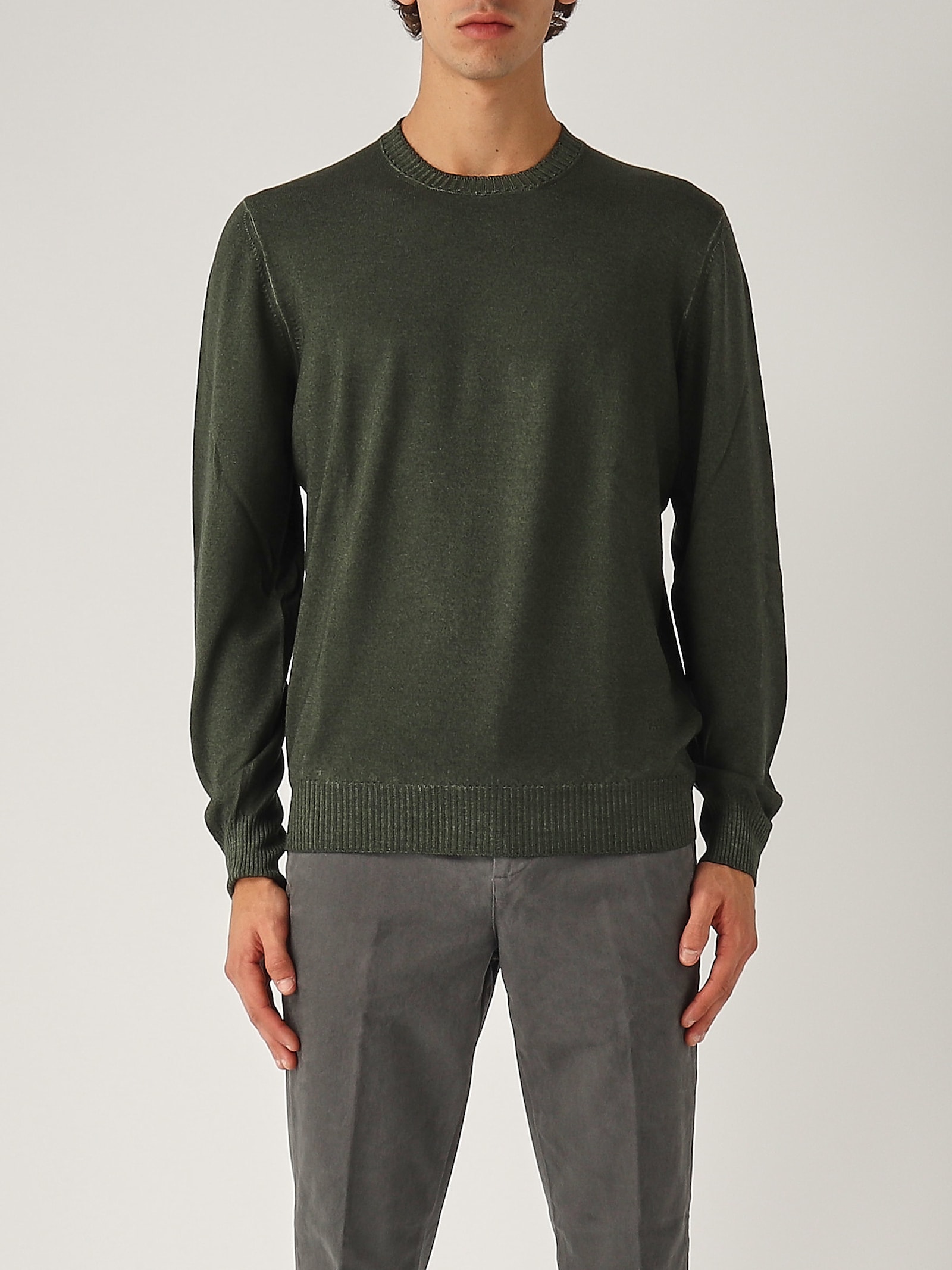 Shop Fay Girocollo Tinta In Capo Sweater In Verde