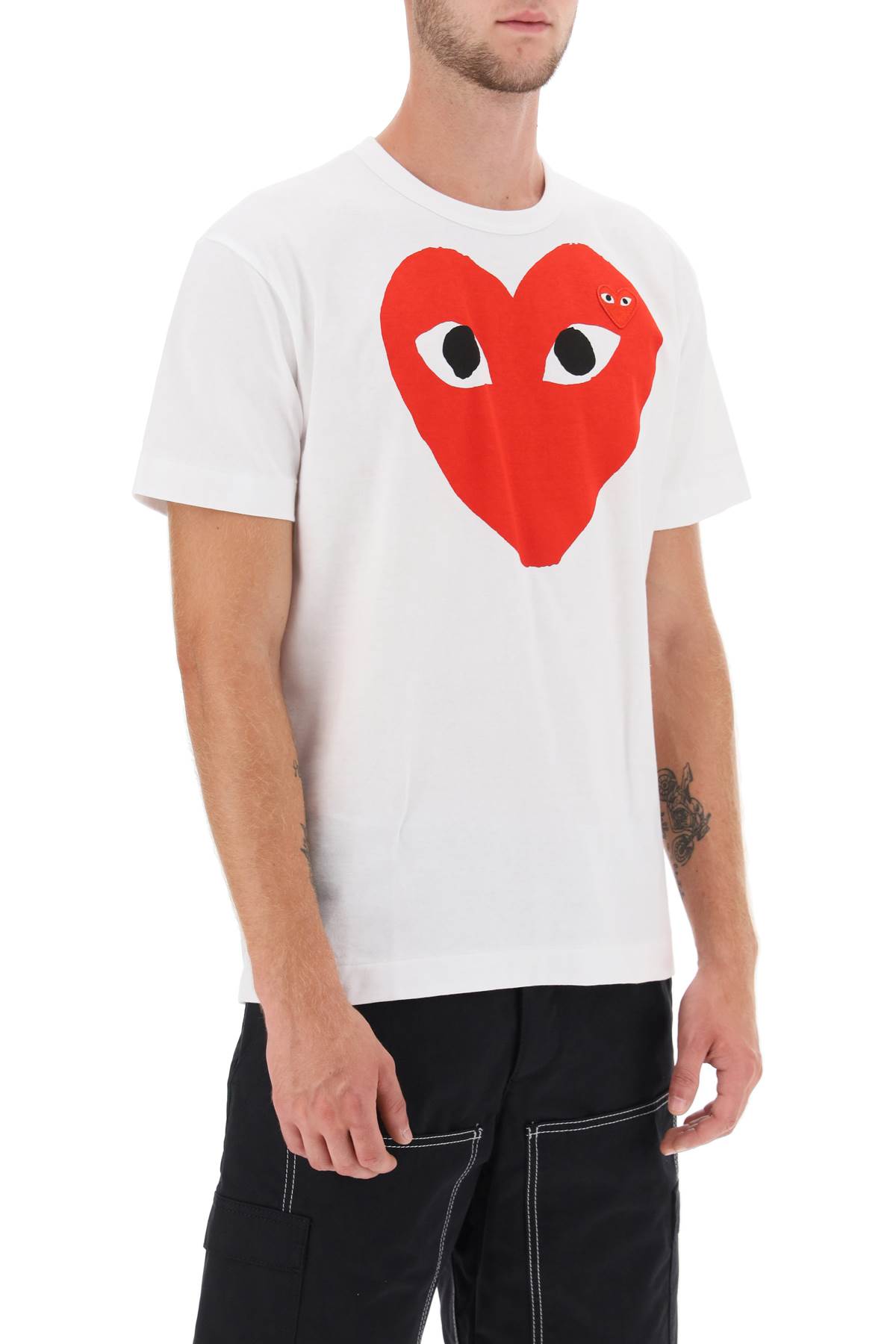 Shop Comme Des Garçons Play T-shirt With Heart Print And Embroidery
