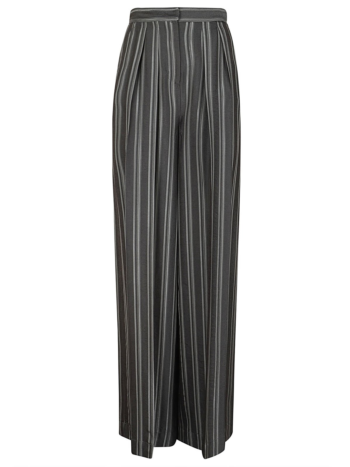 Shop Alberta Ferretti Striped Pleated Trousers In Grigio