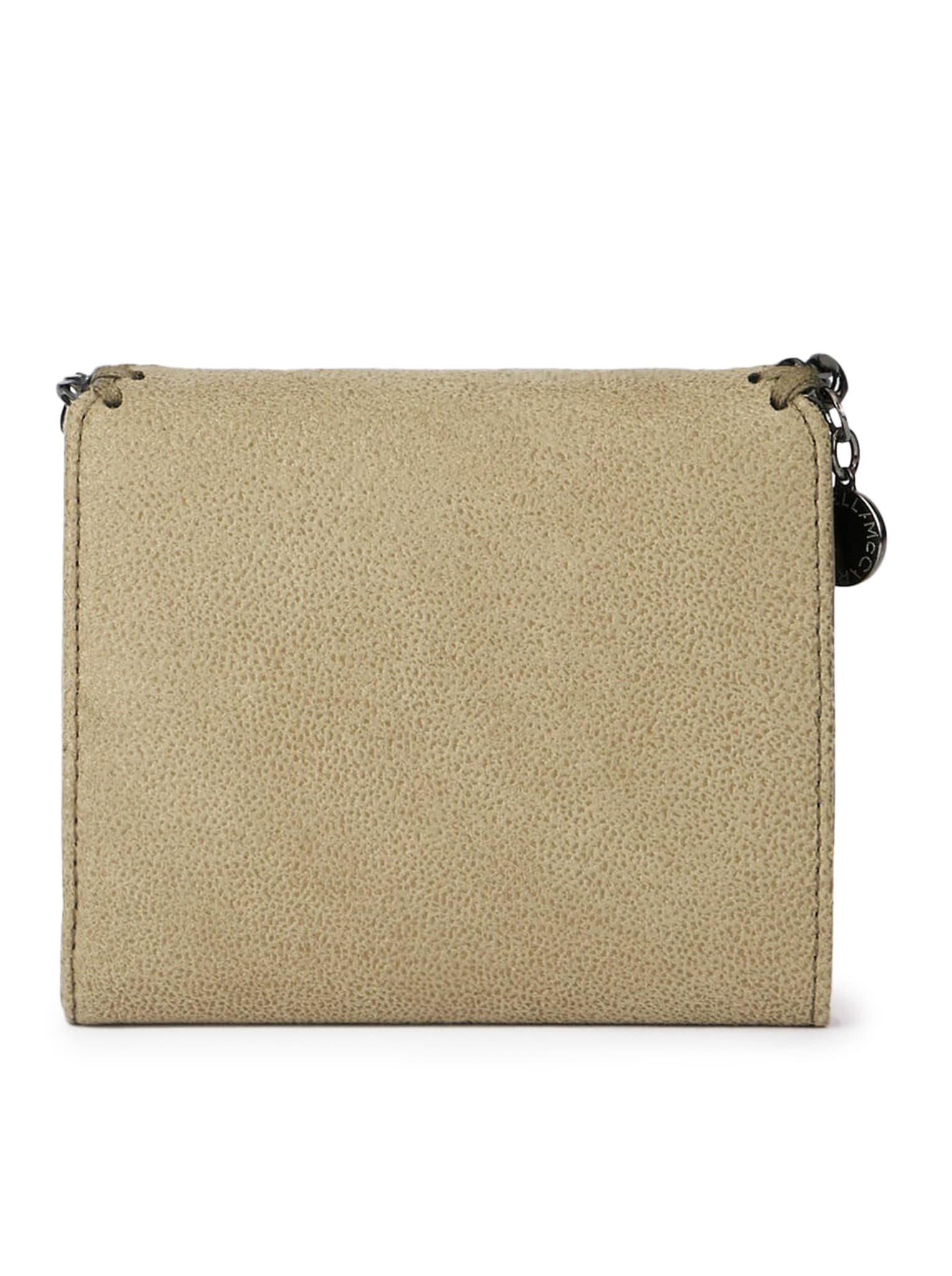 Shop Stella Mccartney Falabella Small Flap Wallet In Light Khaki