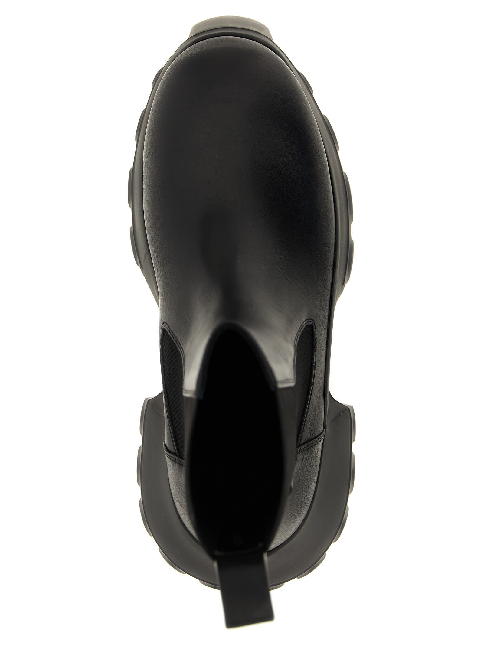 Rick Owens Beatle Mega Tractor Black Calf Leather Boots In Black