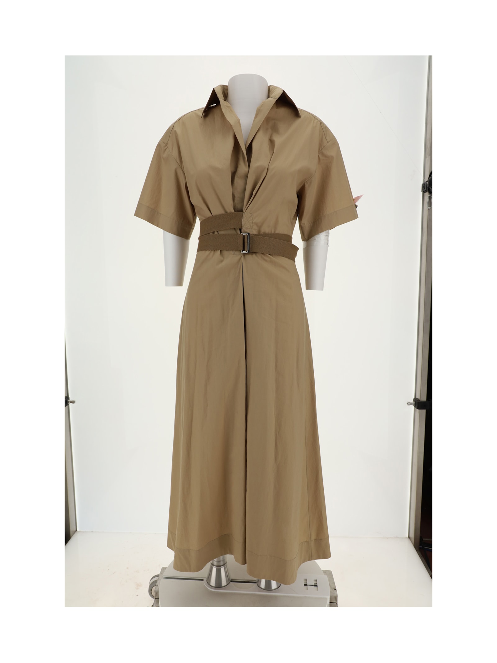 Brunello Cucinelli Women Long Cotton Dress In Cream Coffe