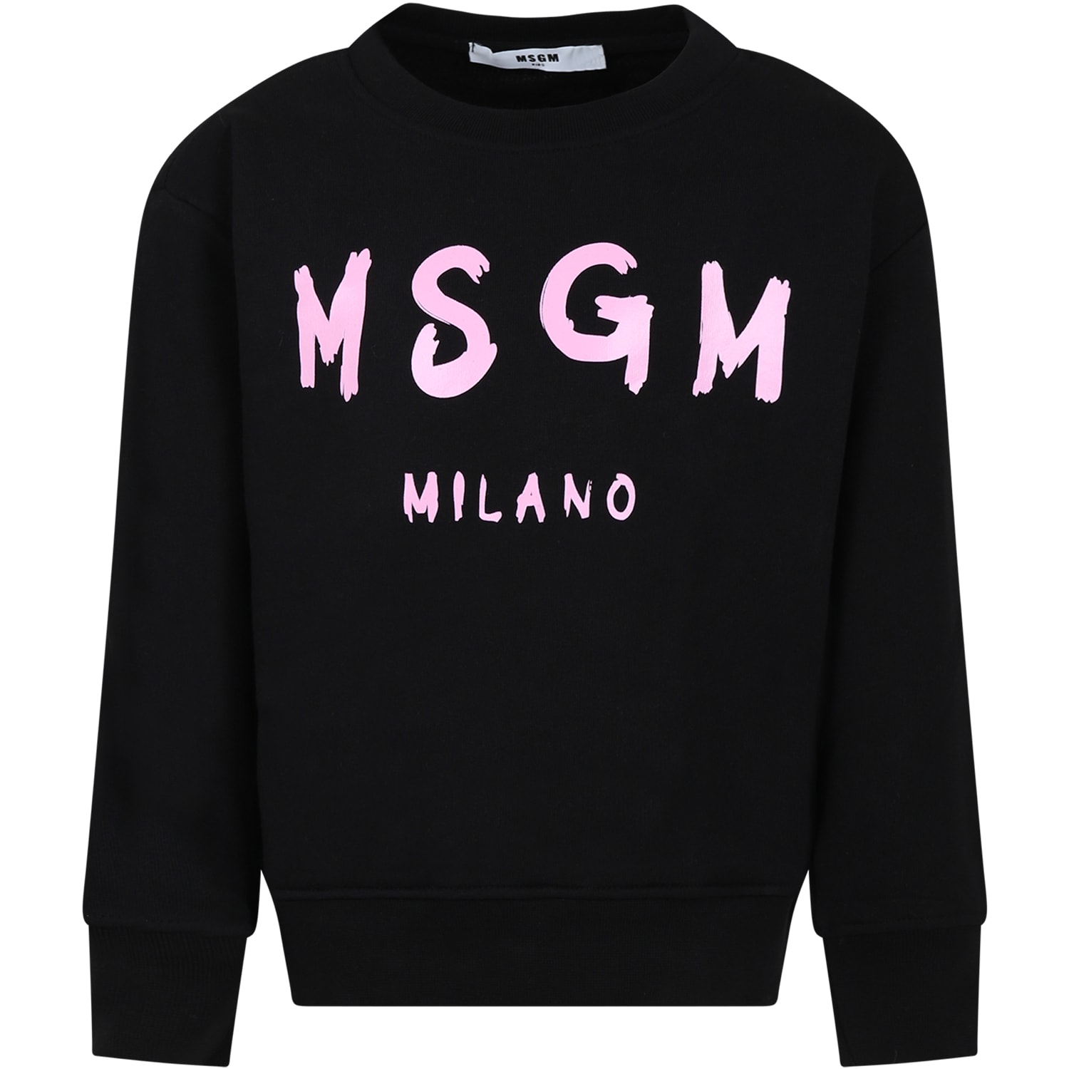 Msgm Black Sweatshirt For Kids With Logo