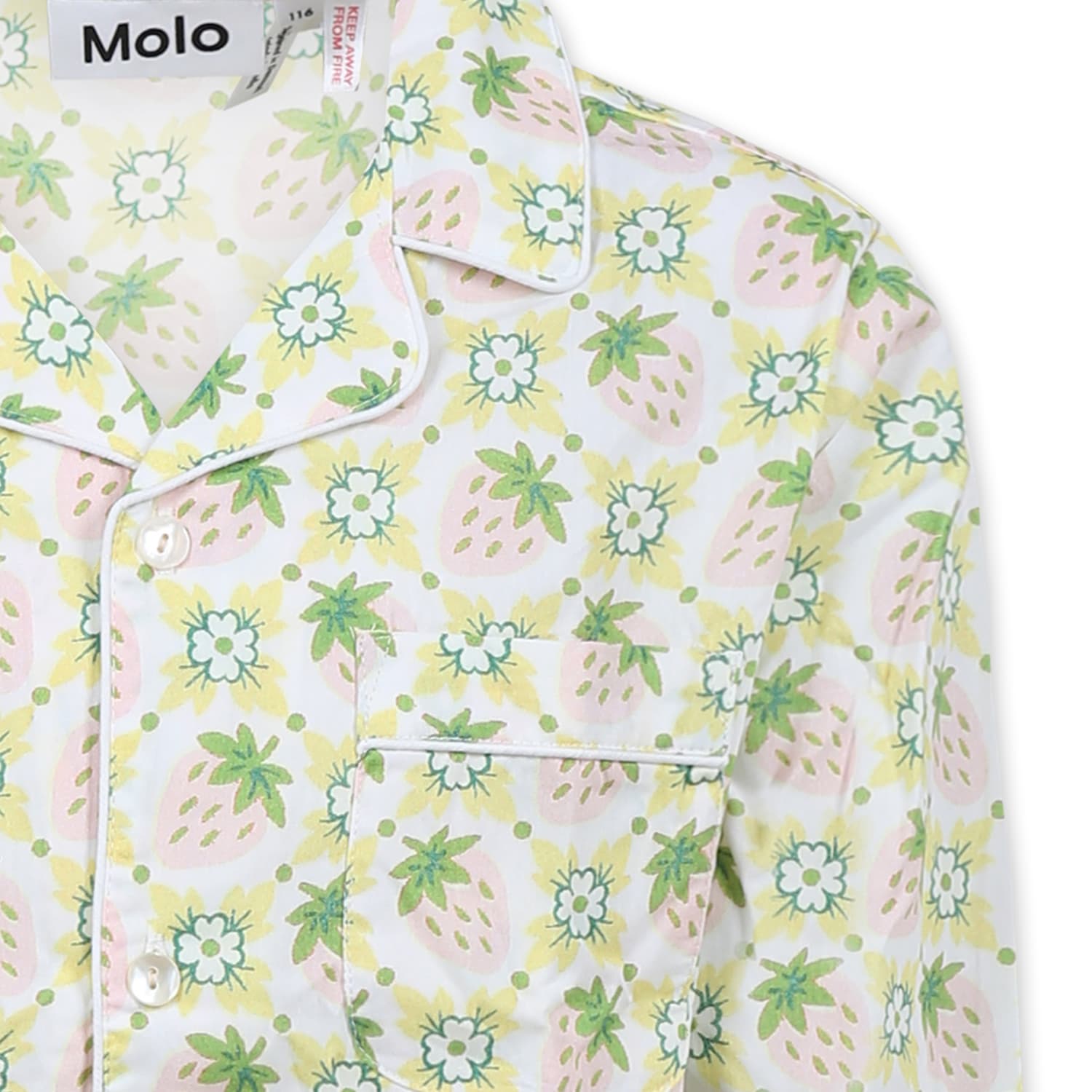 Molo Ivory Pyjamas For Girl With Strawberry In Ivory