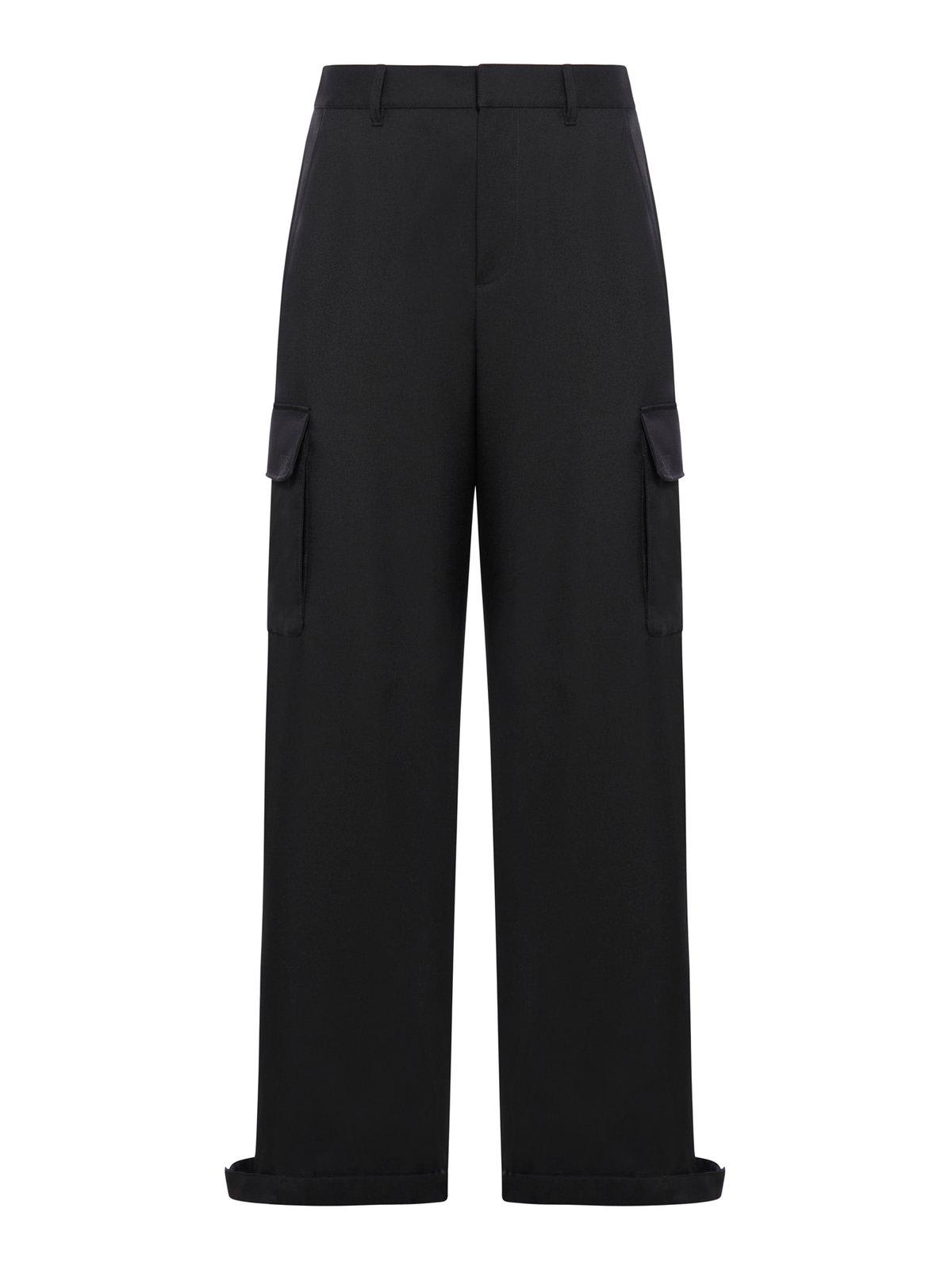 Off-white Ow Drill Wide Leg Cargo Trousers In Black