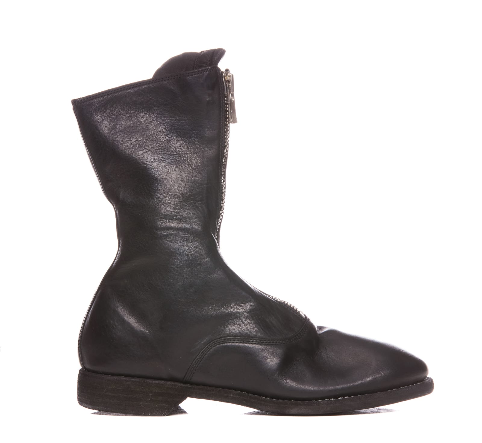 Shop Guidi Front Zip Army Boots In Black